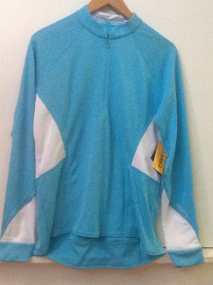 NWT Trayl Womens Cycling Long Sleeve Ryde Jersey Shirt sz L light blue UPF 30