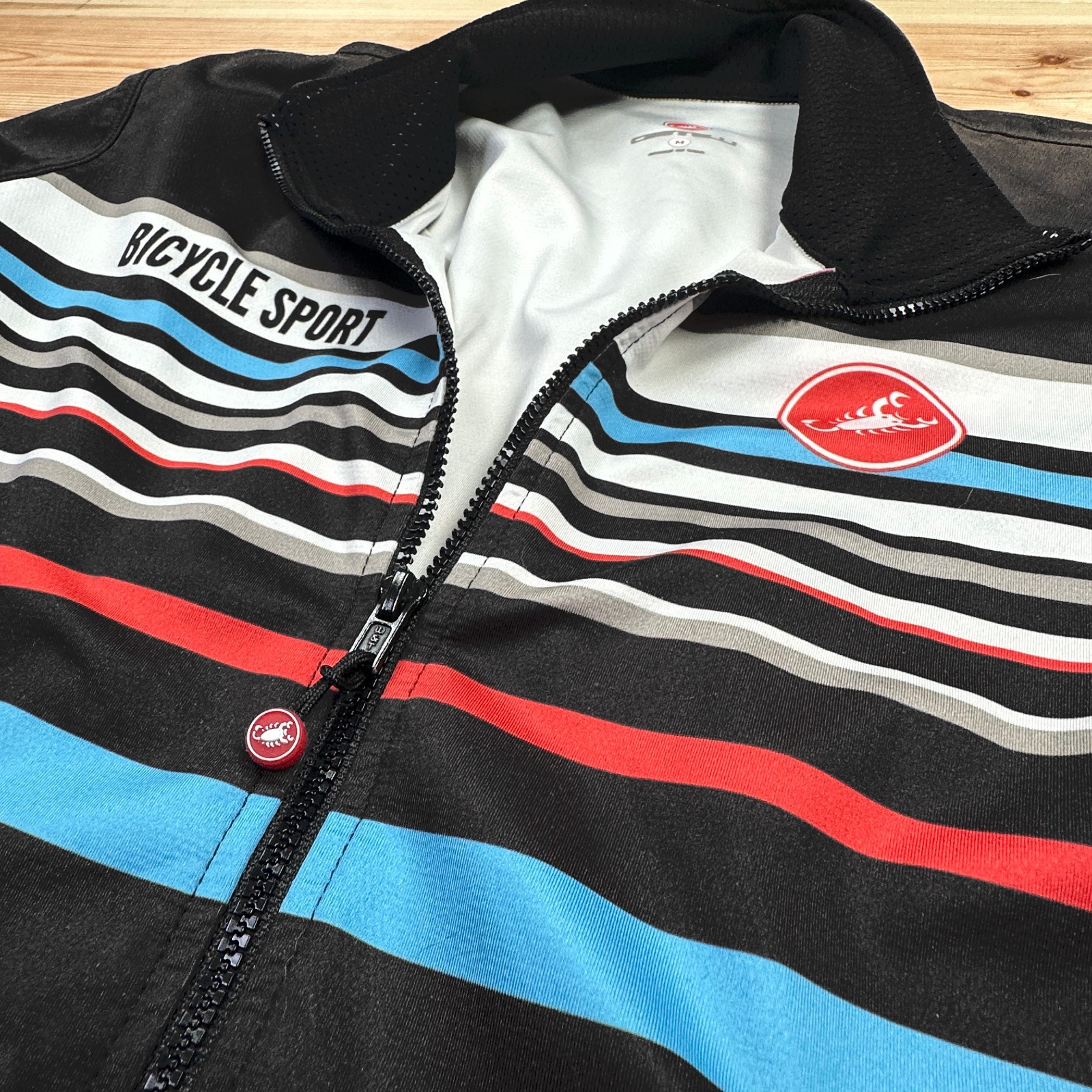 Castelli Cycling Jersey Mens Med Black Striped Long Sleeve Full Zip USA Made