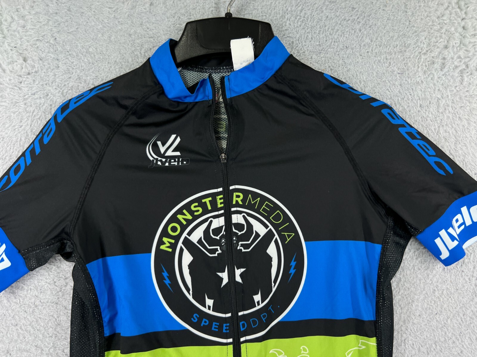 Jlvelo Cycling Jersey Adult Small Black Blue Green Monster Media Full Zip Pocket