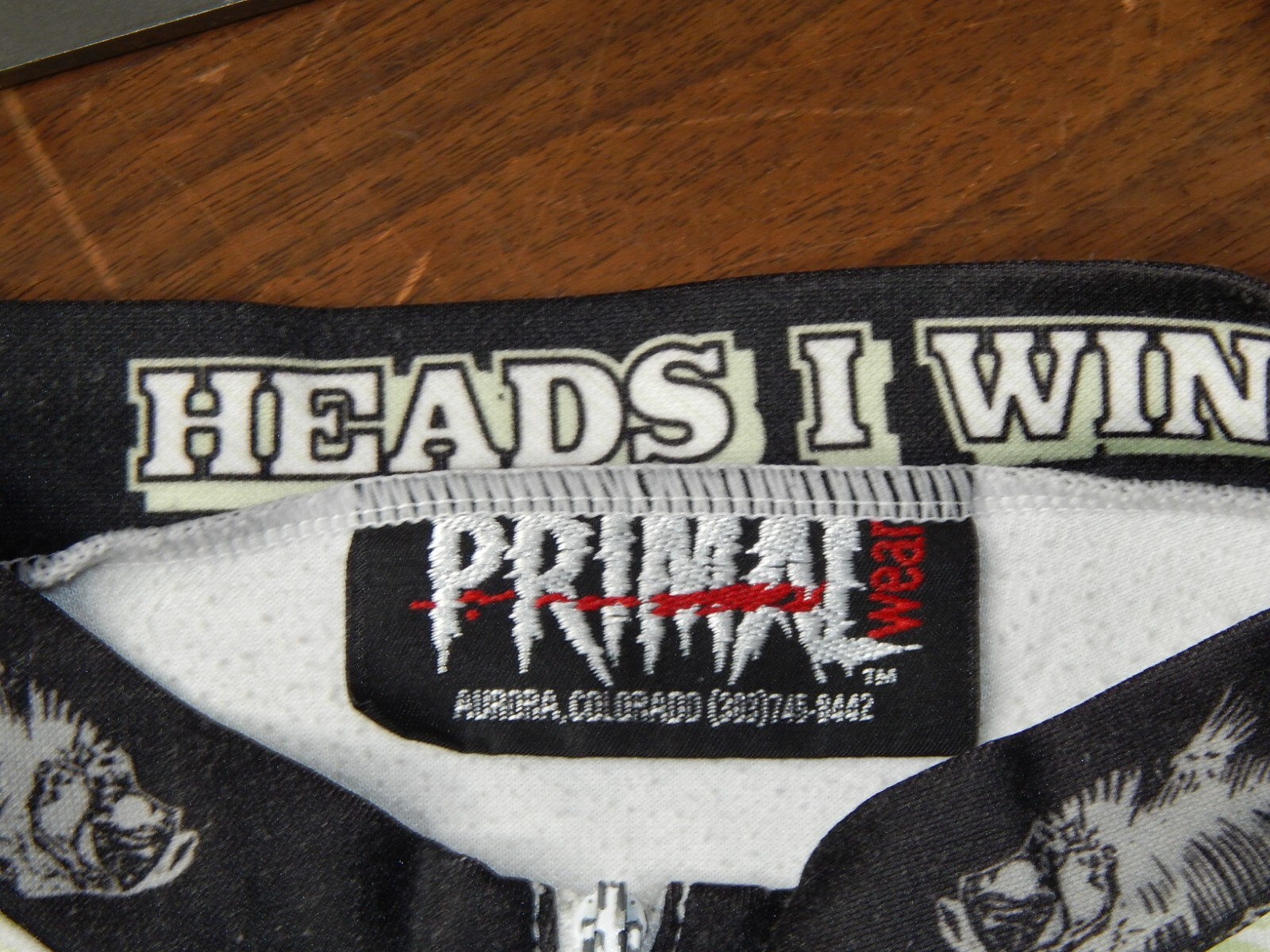 vtg 90s PRIMAL WEAR Heads I Win Short Sleeve Half Zip Cycling Jersey men’s L