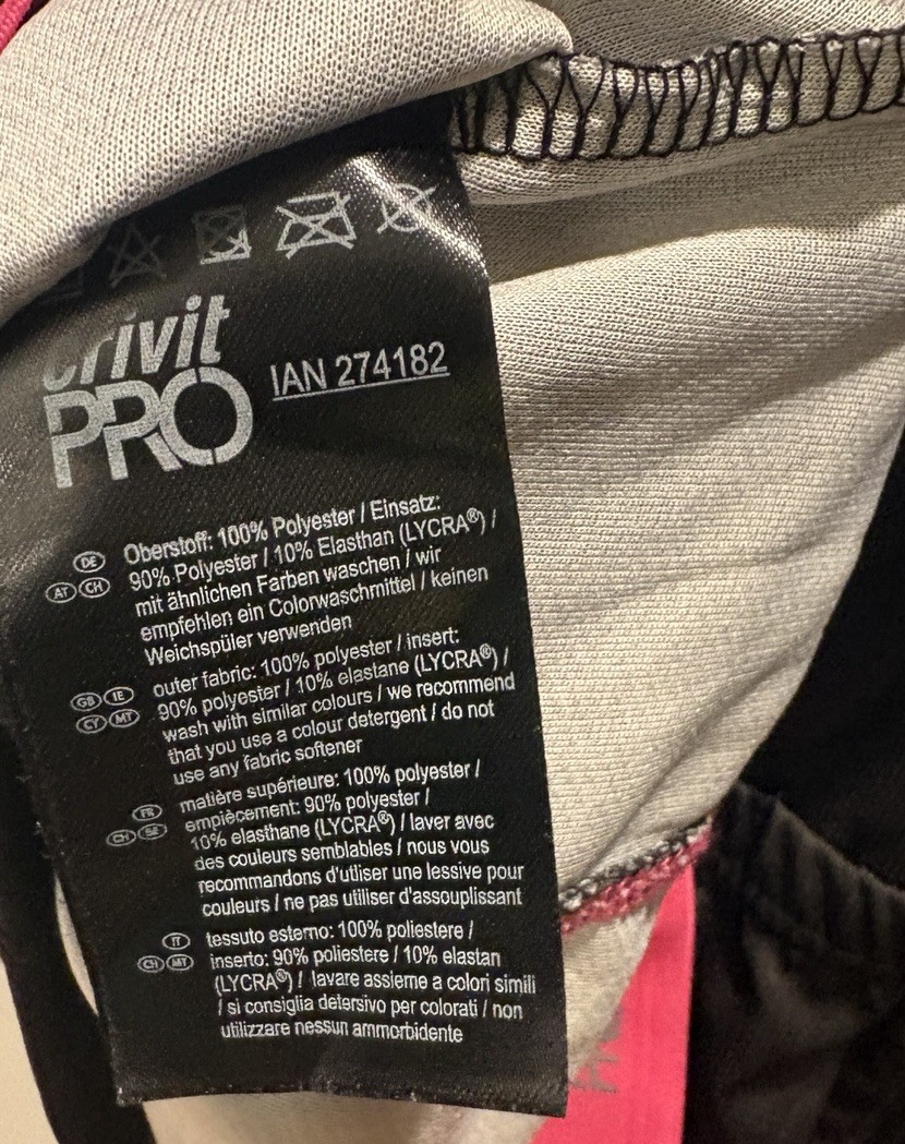 Crivit Pro Women Cycling Jersey Black Pink BIking Sz L Active Pockets Full Zip