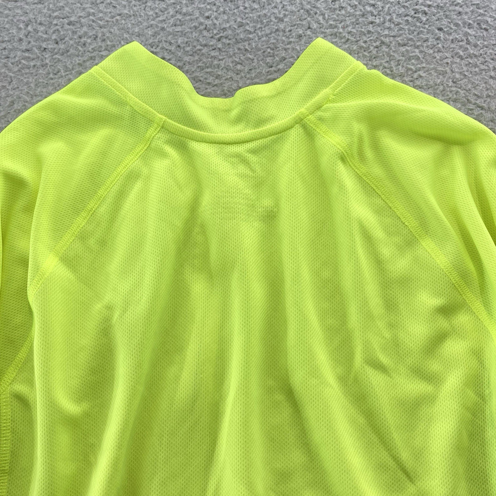 LL Bean Cycling Jersey Men Large Neon Yellow Reflective Active Protection Pocket