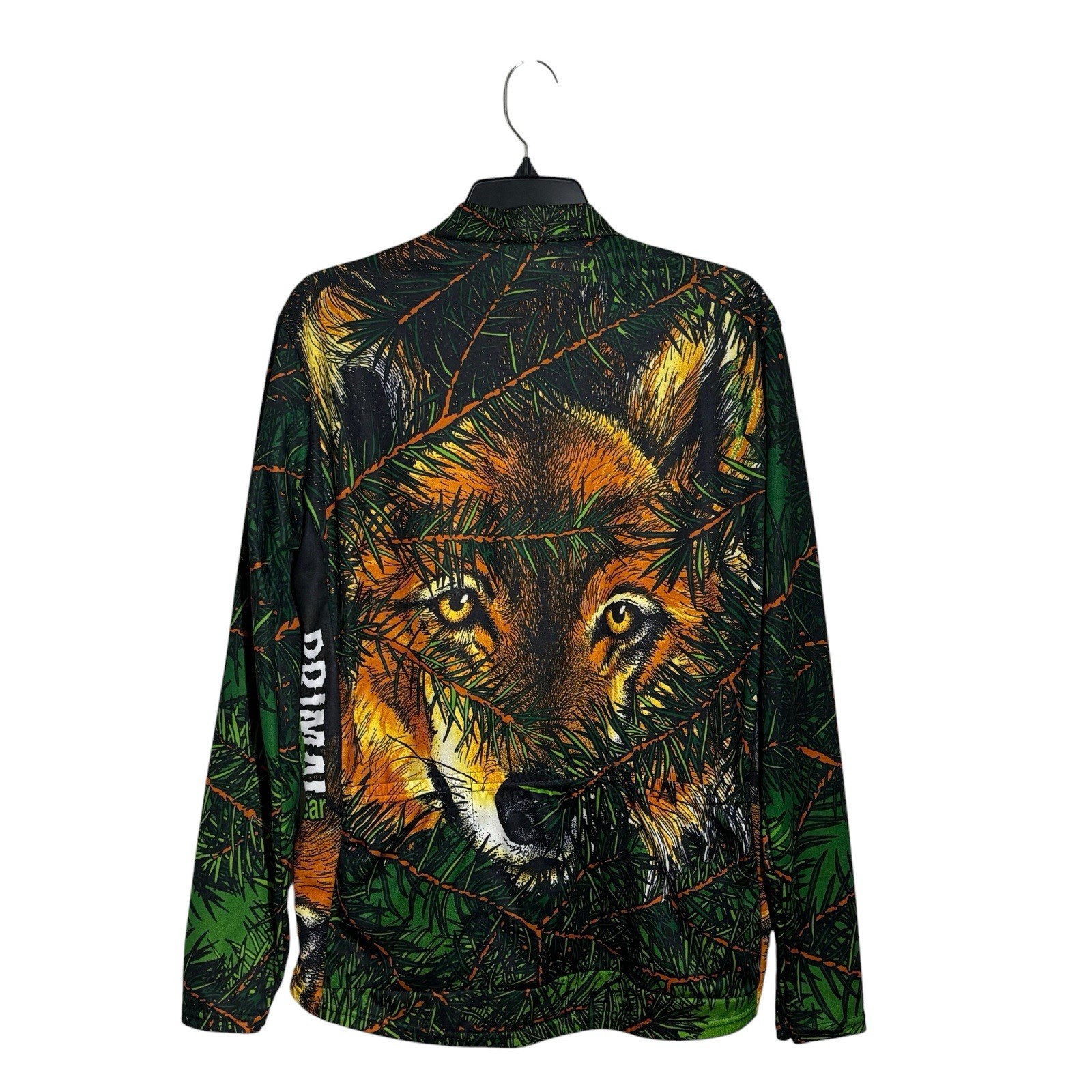 Primal Wear Wolf Print 3/4 Zip Long Sleeve Rear Pockets Cycling Jersey L