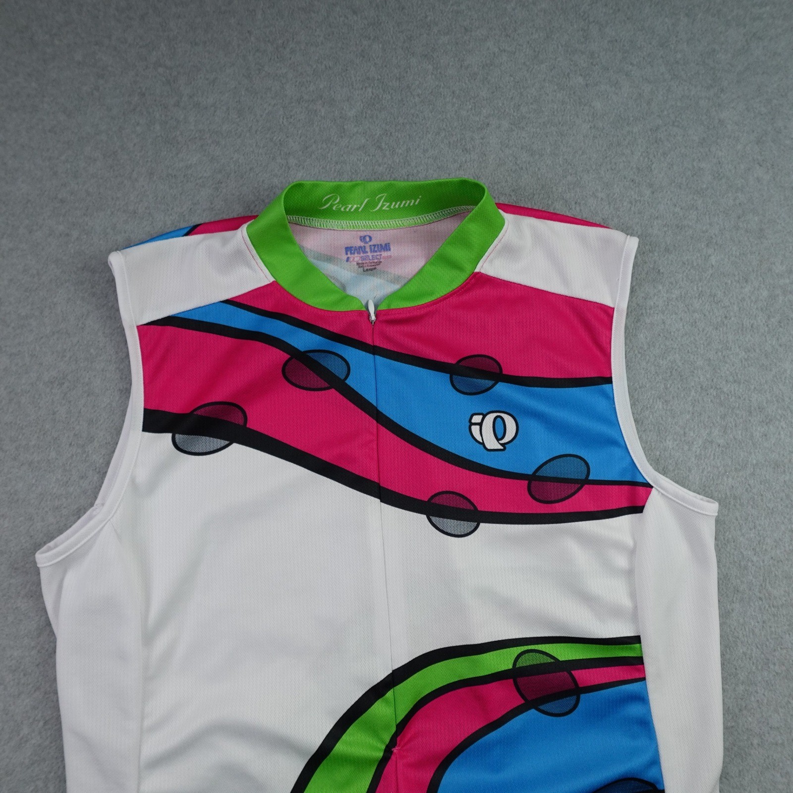 Pearl Izumi Cycling Jersey Womens Large White Pink Blue Sleeveless Select