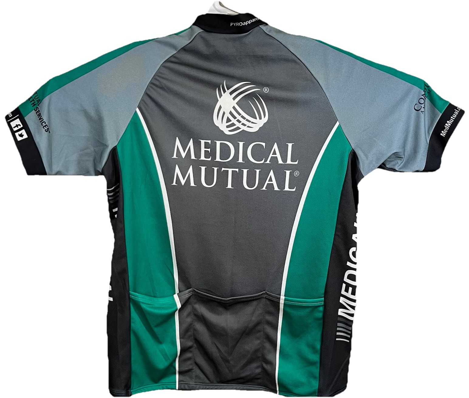 Pyro Apparel Medical Mutual Men’s XL Cycling Bike Jersey Green Black Grey