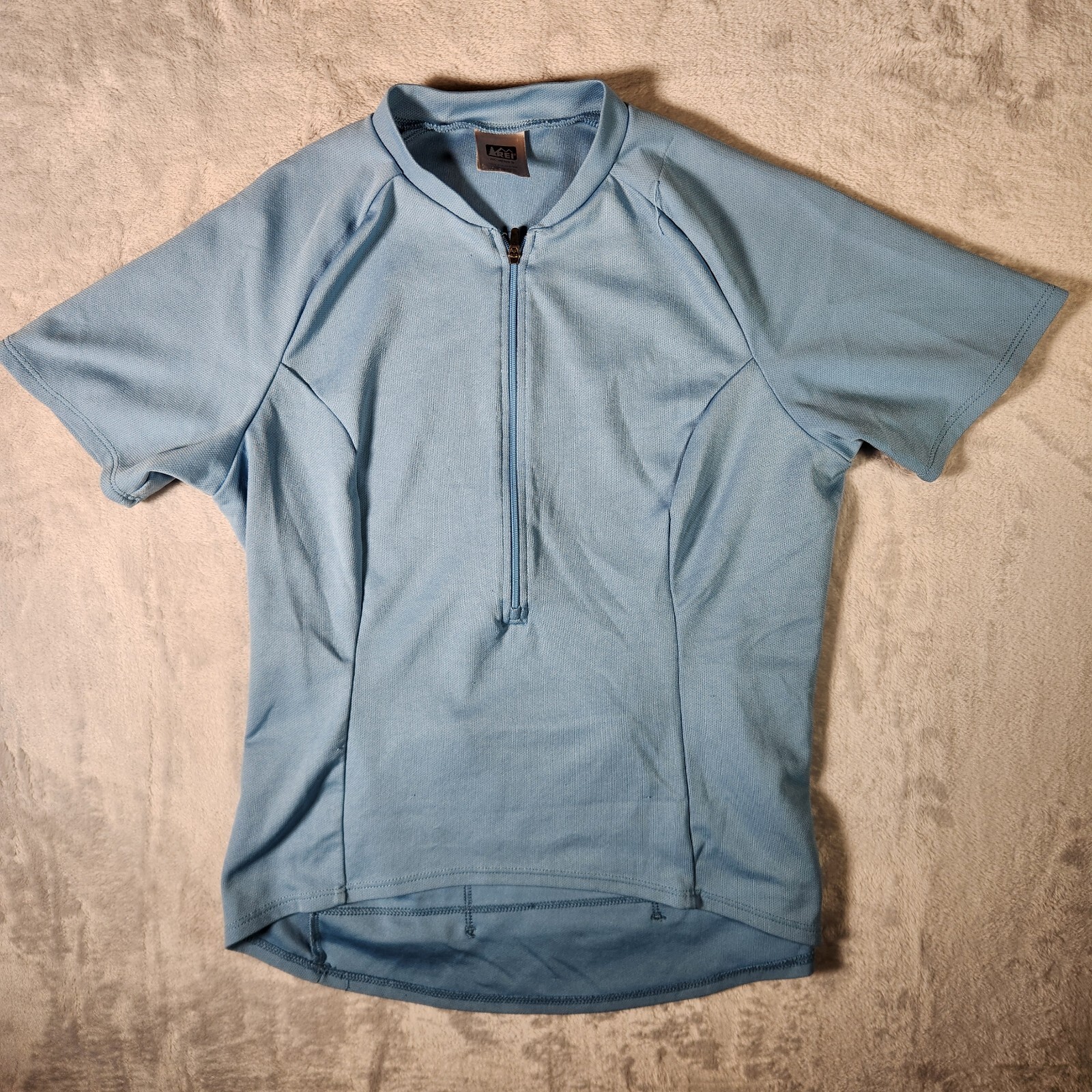 REI Cycling Jersey Womens Small Blue 1/2 Zip Riding Adventure Mountain Biking