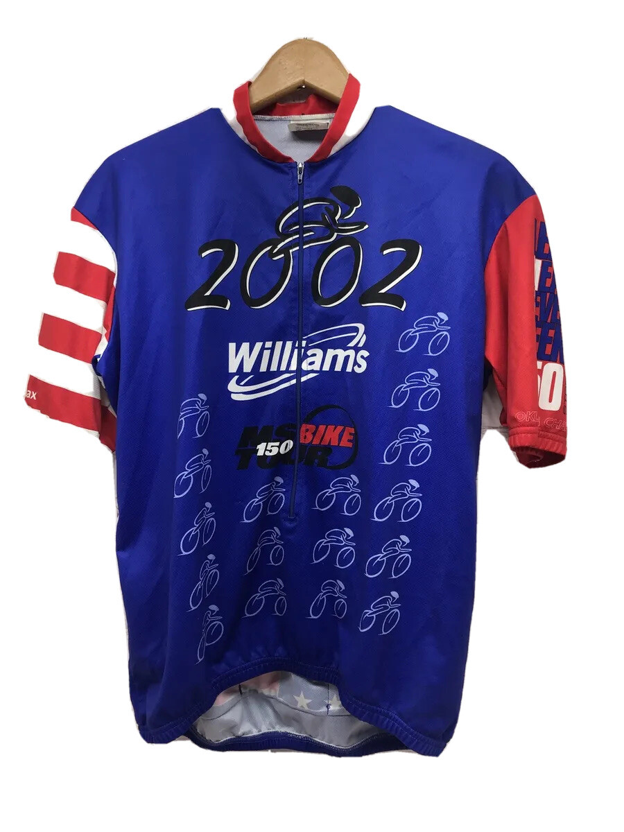 Large Vomax Cycling Jersey Williams Companies 2002 MS 150 Red/Blue