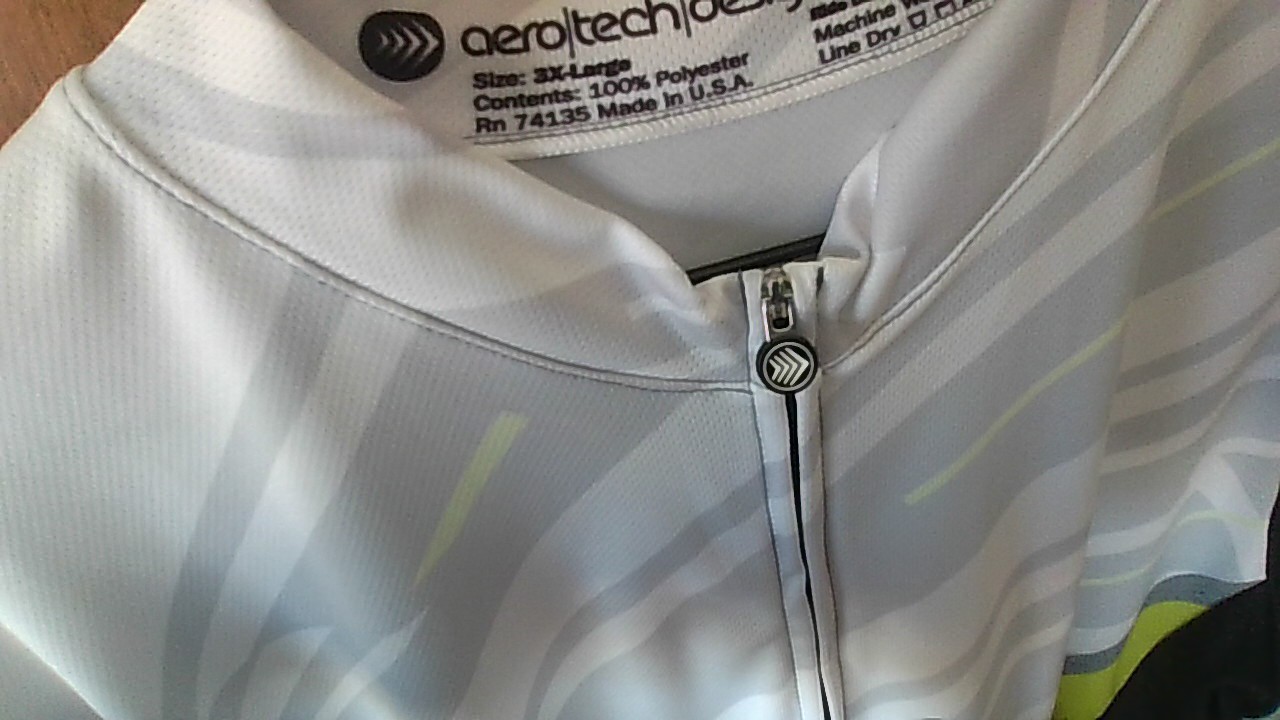 Aerotech Designs Power Tread Cycling Jersey 3XL Zip Elastic Hem 3-Poc SSlv USA