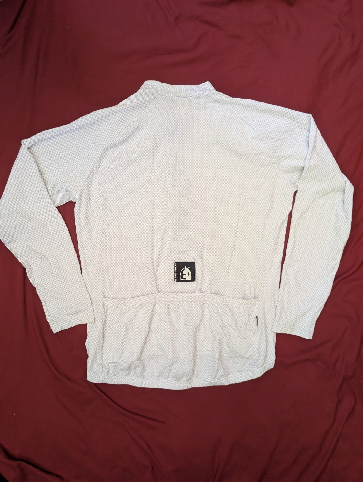 Etxeondo Men’s XL White Cycling Jersey Long Sleeve 1/4 Zip Mock Neck Pockets