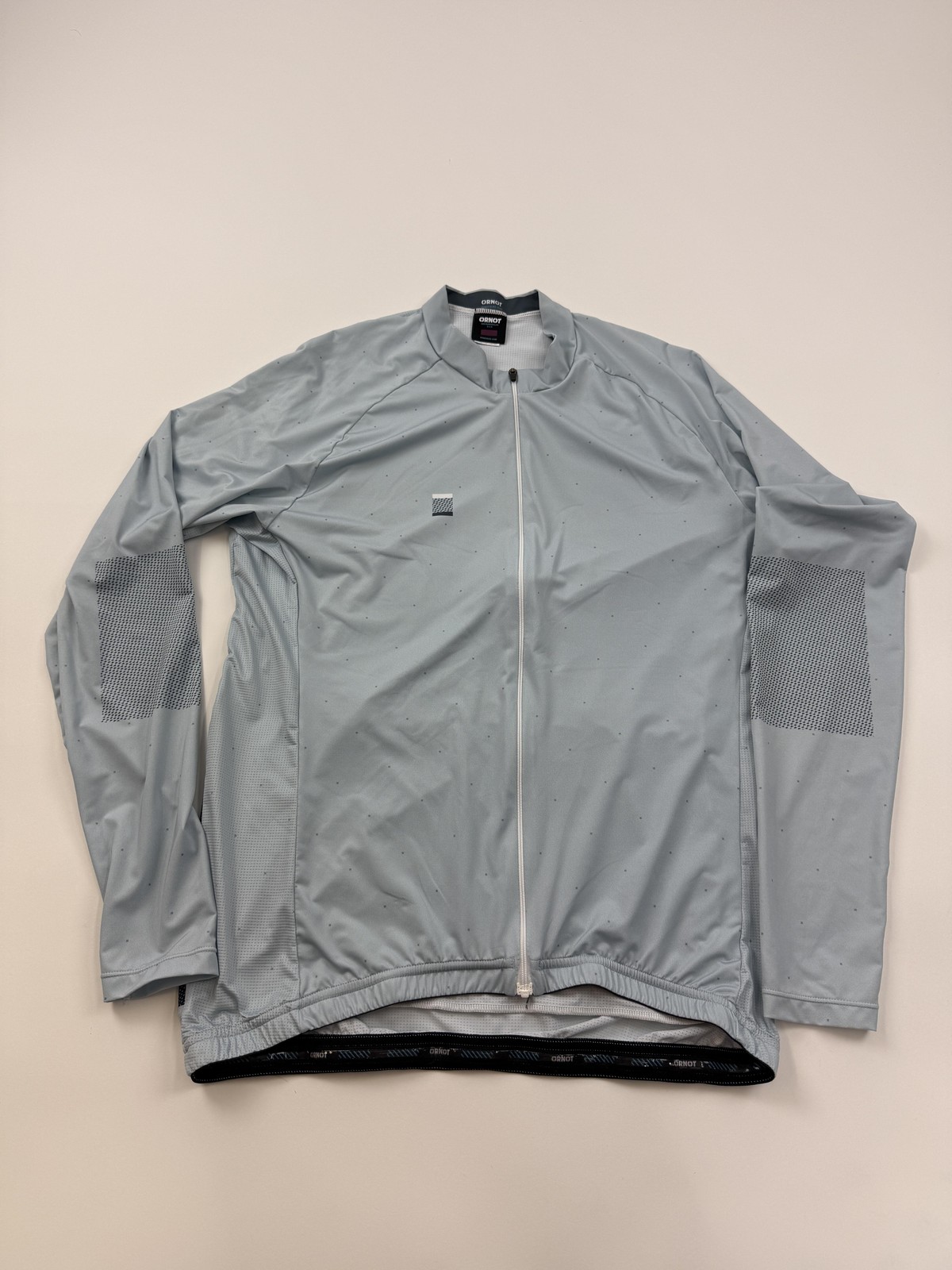 Ornot Cycling Jersey Mens 2XL Gray Long Sleeve Full Zip Axiom Lead Polka Dot