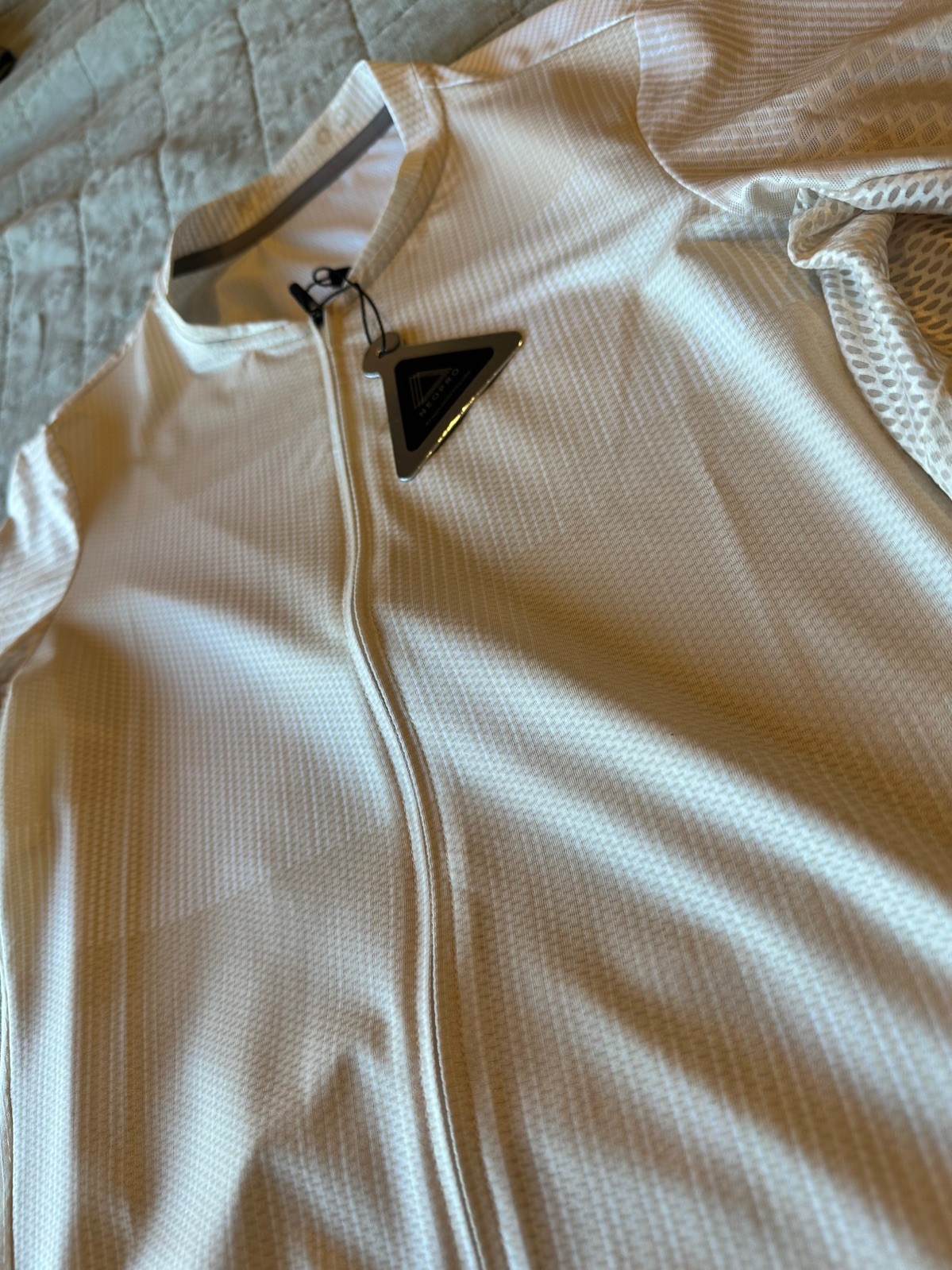 NEOPRO Cycling Jersey Mens M Ivory Gold Stripe Short Sleeve Full Zip