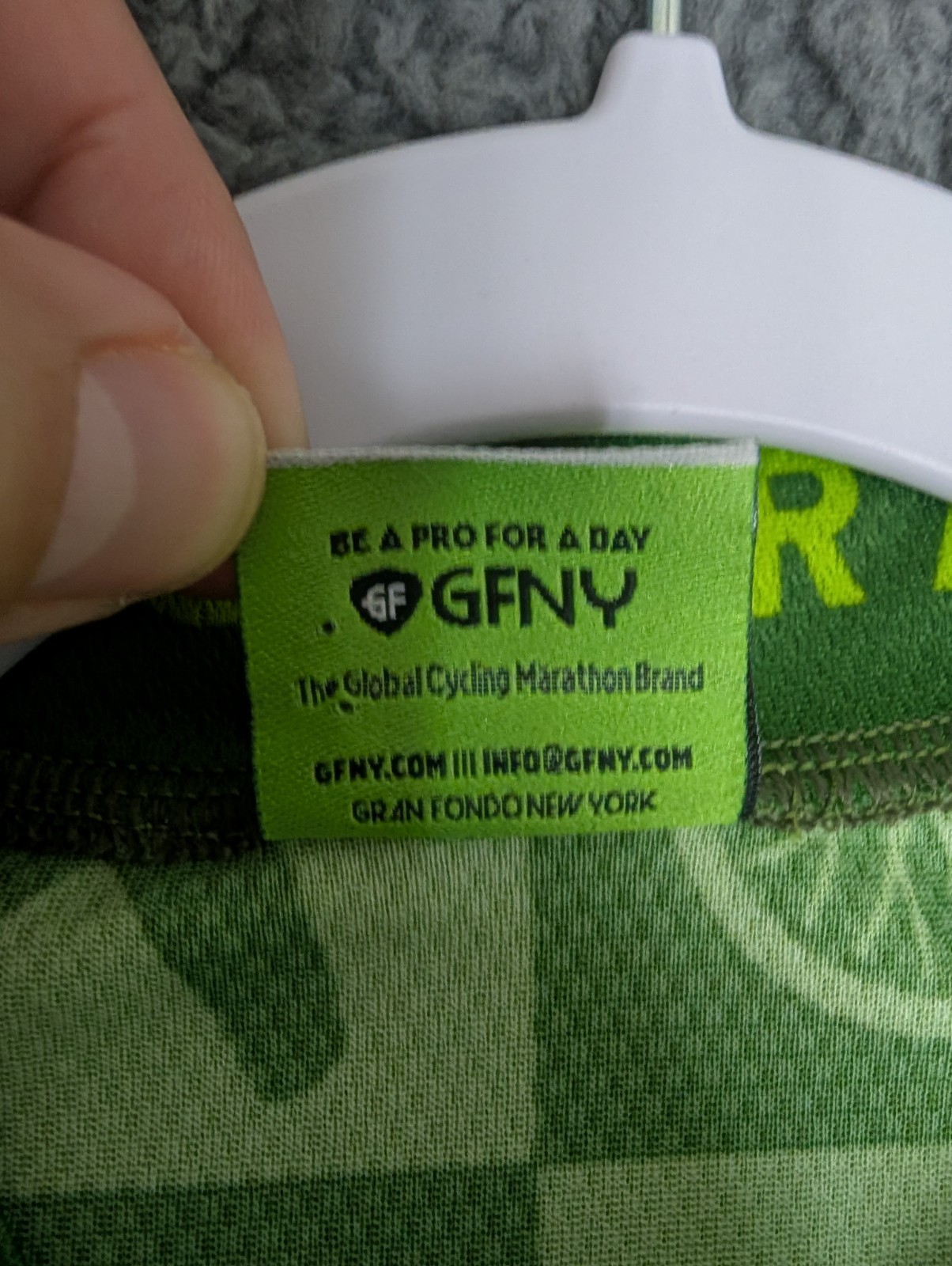 GFNY Gran Fondo New York Cycling Jersey XL Green Short Sleeve Zip 5 Pocket NWOT