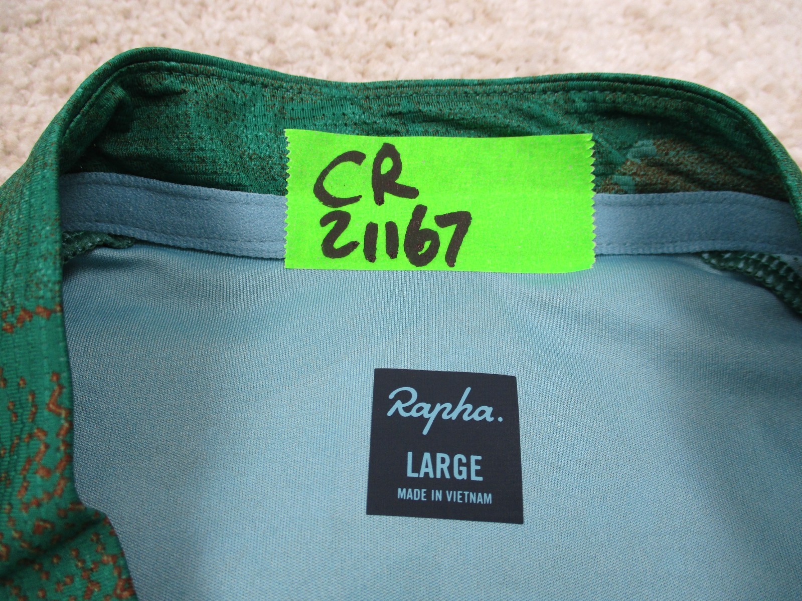 Rapha Cycling Jersey Mens Large L Green Pro Team Gravel Training Limited Edition