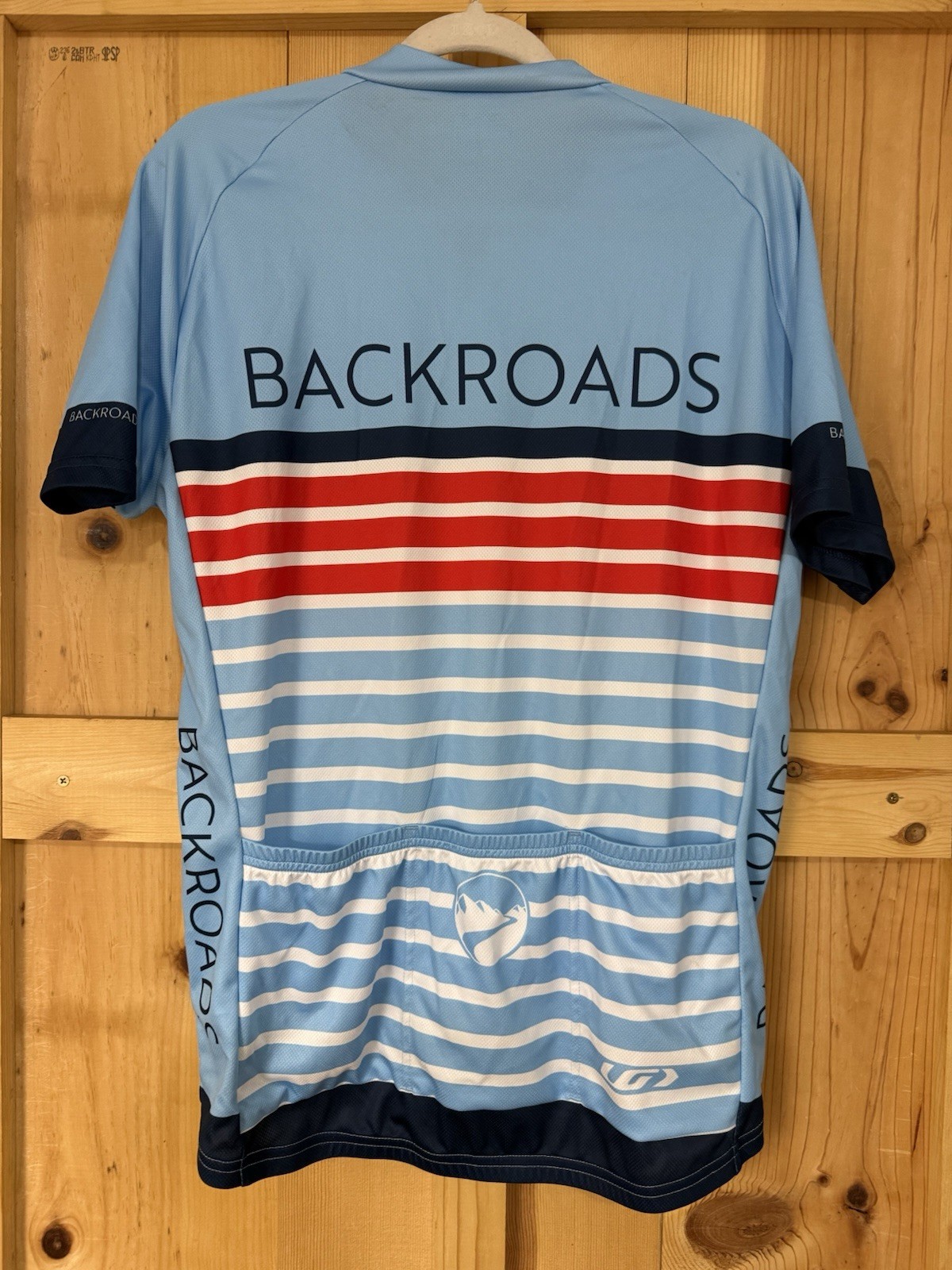 Mens Louis Garneau Bicycle Cycling Shirt Large Blue Compression Fit Full Zip