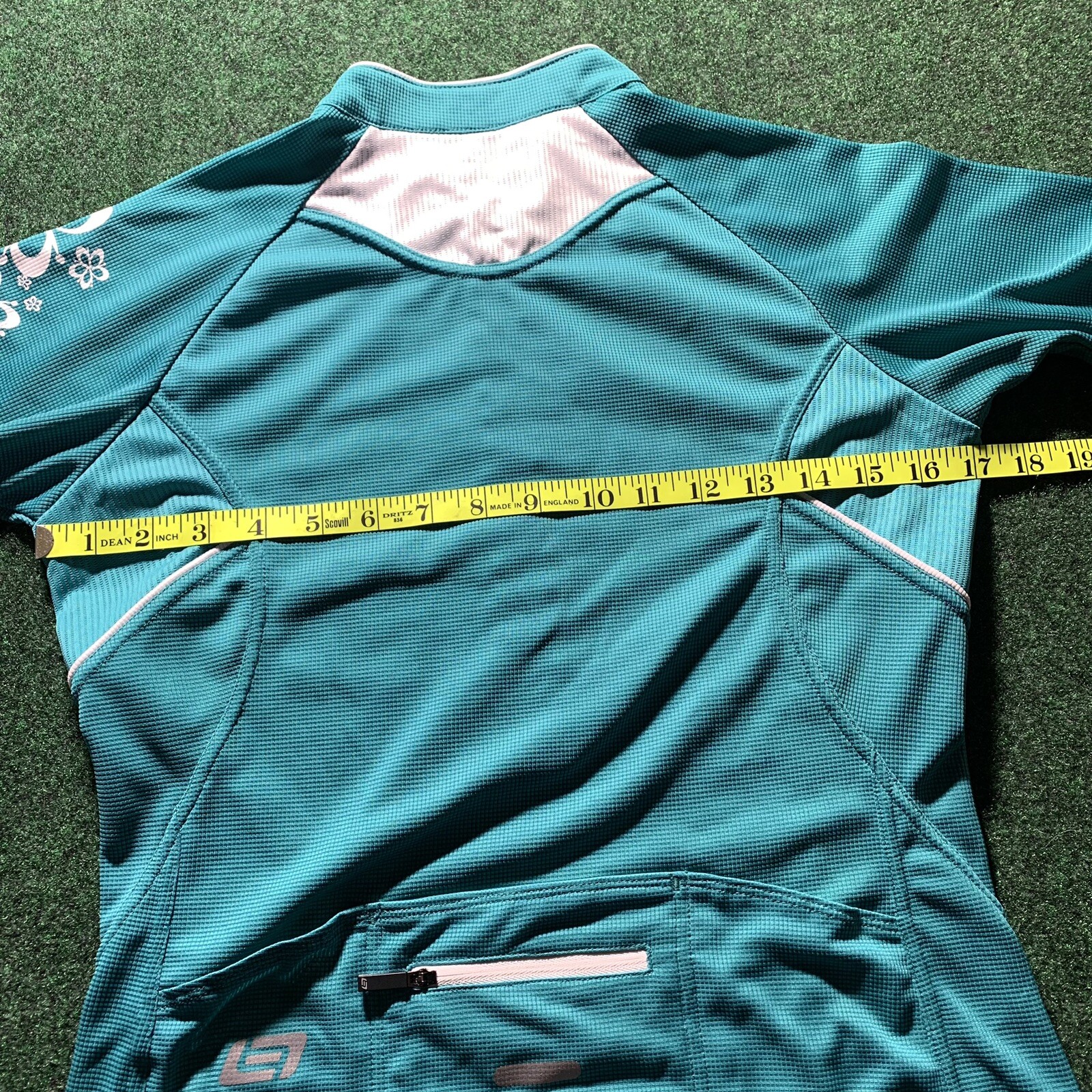 Bellwether Cycling Jersey Women’s Med Cadence Teal White Floral Zip active shirt