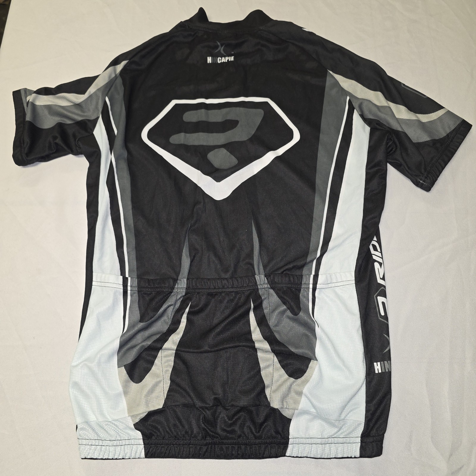 Hincapie Ridley Short Sleeve Cycling Jersey Black Gray White Mens Size XL