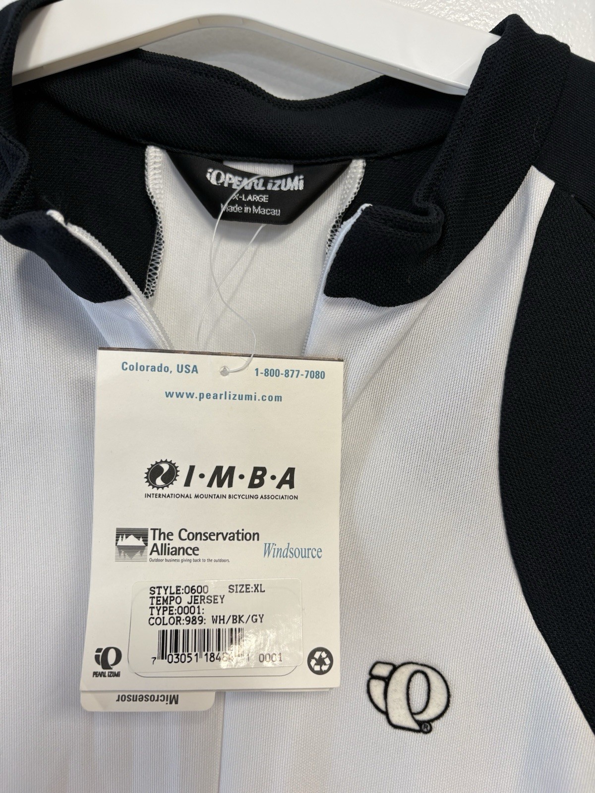Pearl Izumi Tempo Cycling Jersey, Men’s XL, White/Black/Gray New With Tags NWT
