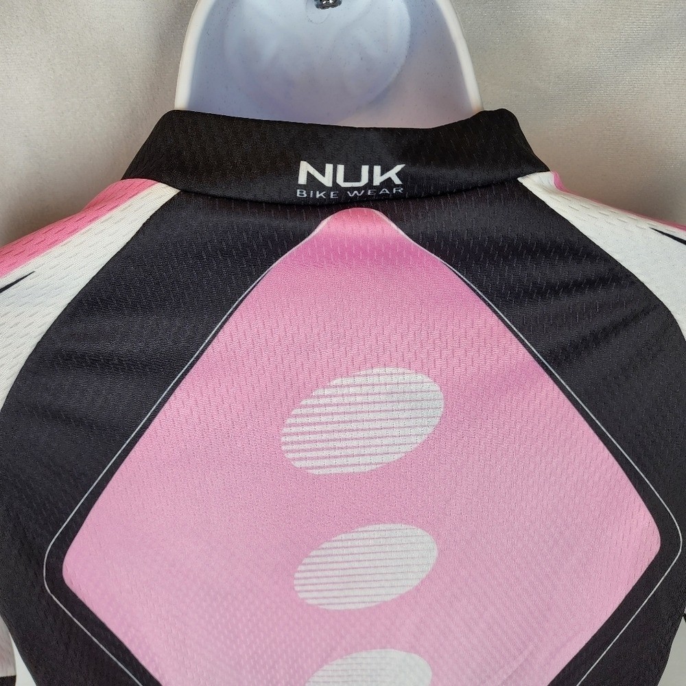 Nuckily SIze M Full Zip Cycling Jersey Pink Black White Women’s