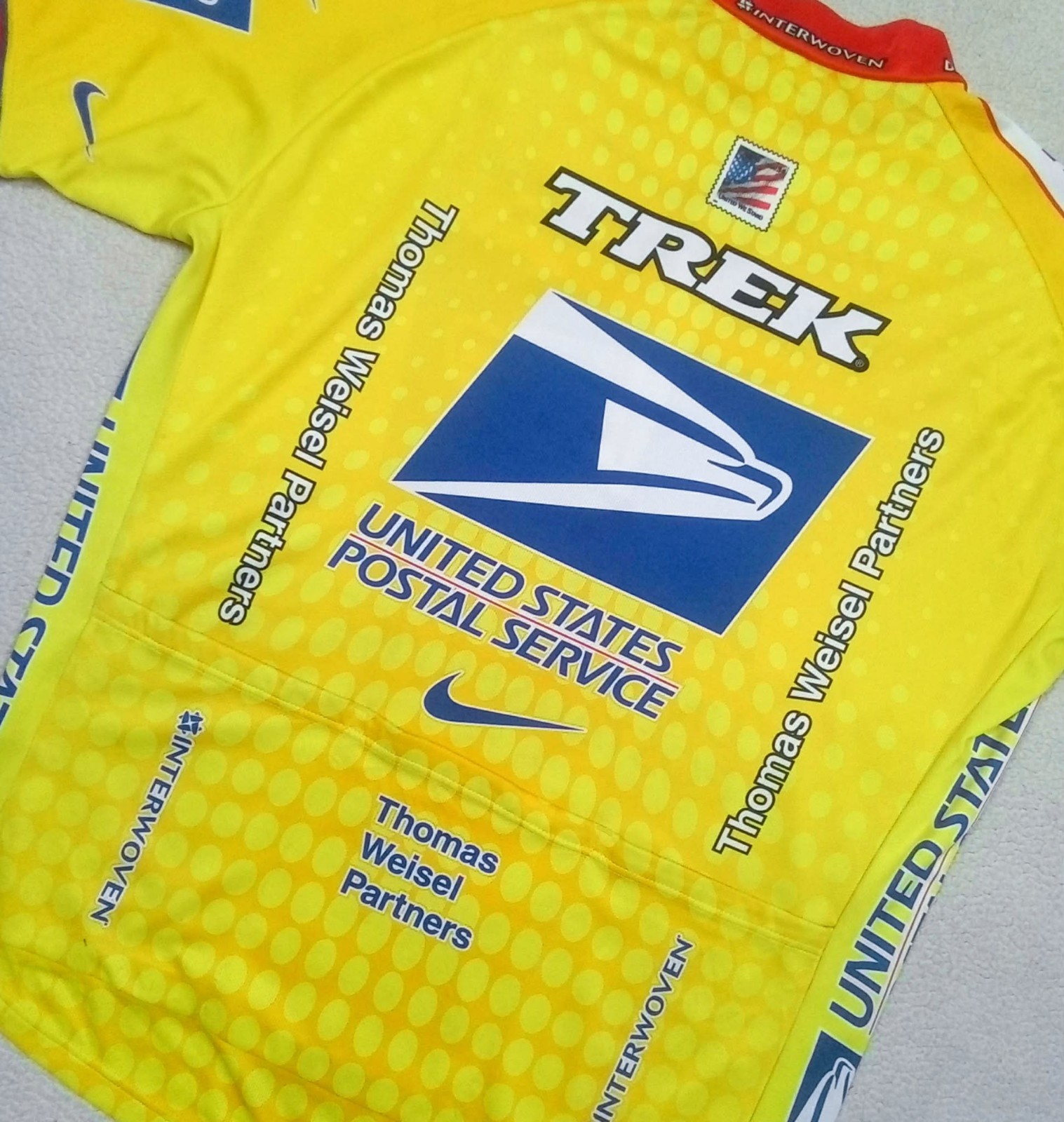 RARE VTG 2003 USPS TREK Yellow Ed. nike Cycling Jersey Lance Armstrong fits 2XL