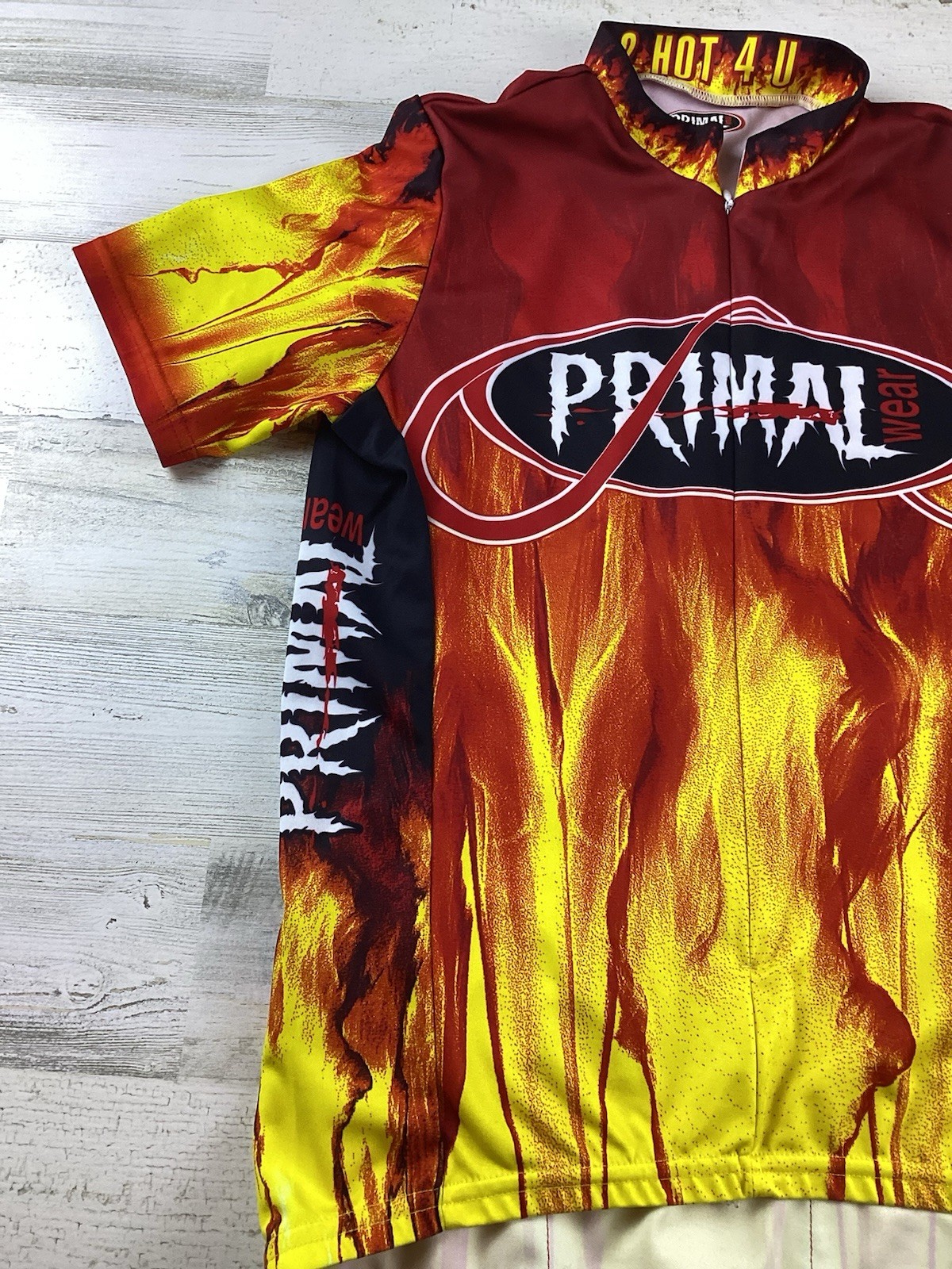 Primal Wear 2 Hot 4 U Men’s Sz S Cycling Dirt Bike Flames Jersey Waist Pockets