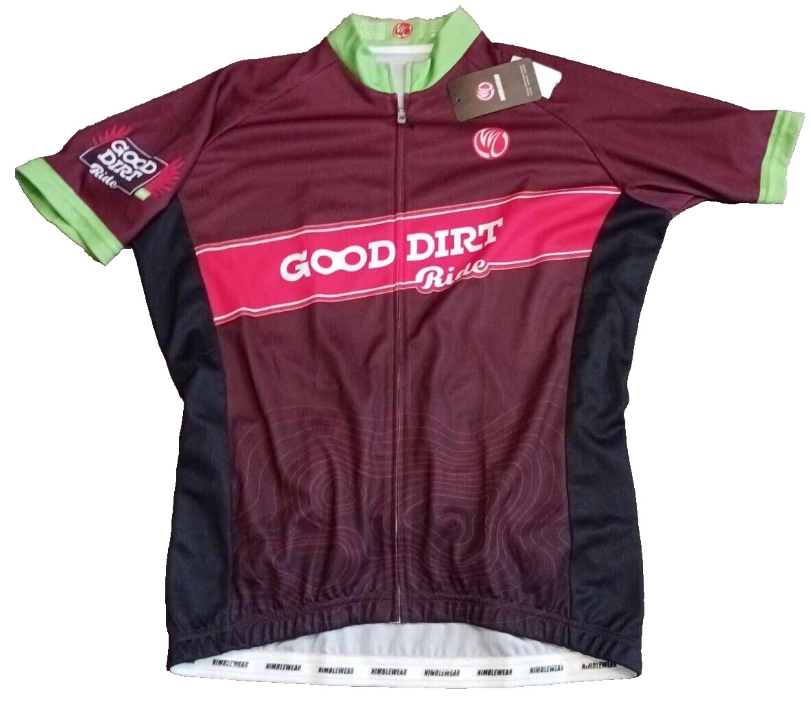 Nimblewear Good Dirt Cycling Bike Bicycle Jersey Mens Large Brown Zip New NWT ++