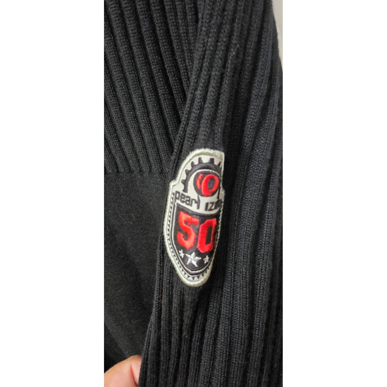 Pearl Izumi men L wool blend ribbed 3/4 zip long sleeve black cycling base layer
