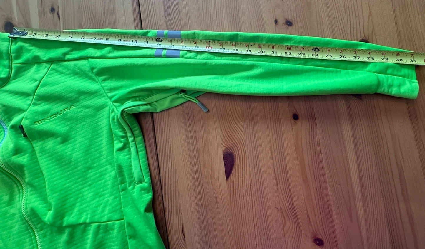 Endura Cycling Jersey Bicycle Long Sleeve Full Zip Neon Green Reflector Men L
