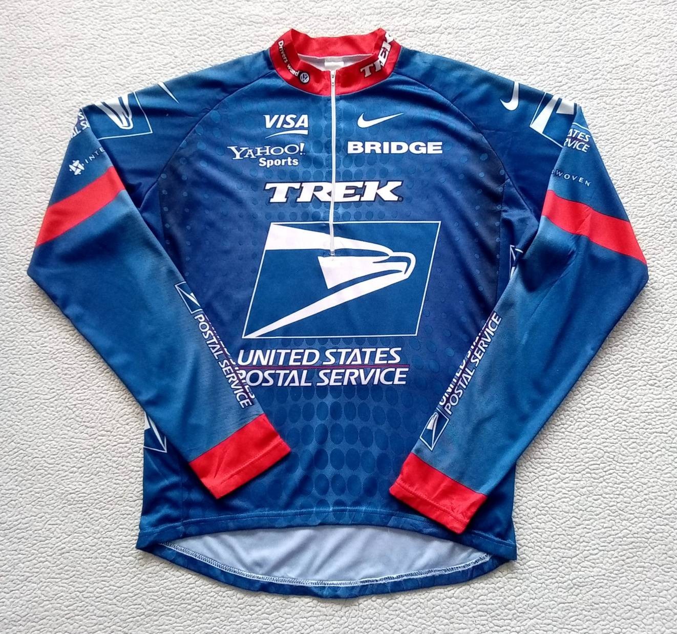 VTG 2001 nike USPS TREK BRIDGE L/S Cycling Jersey Lance ARMSTRONG Fits XL *READ*