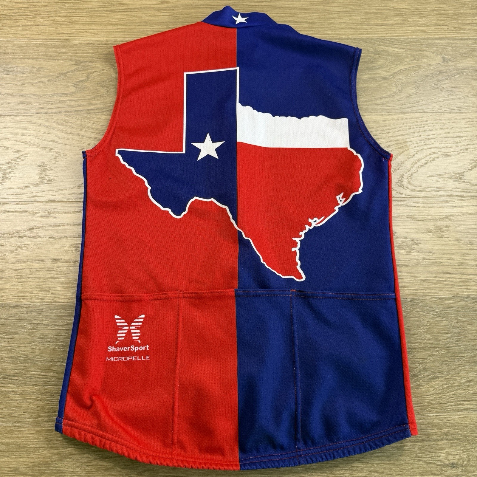 Shaver Sport Cycling Shirt Adult Meduim Mocropelle Texas Red Blue Lone Star