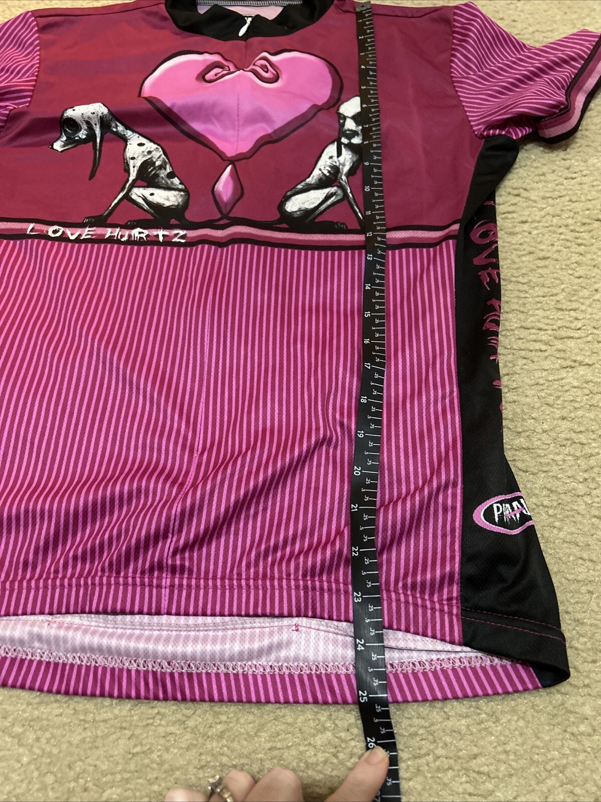 Primal Wear Womens 3/4 Zip Cycling Jersey Love Hurtz Heart Greyhound Dog Size XL