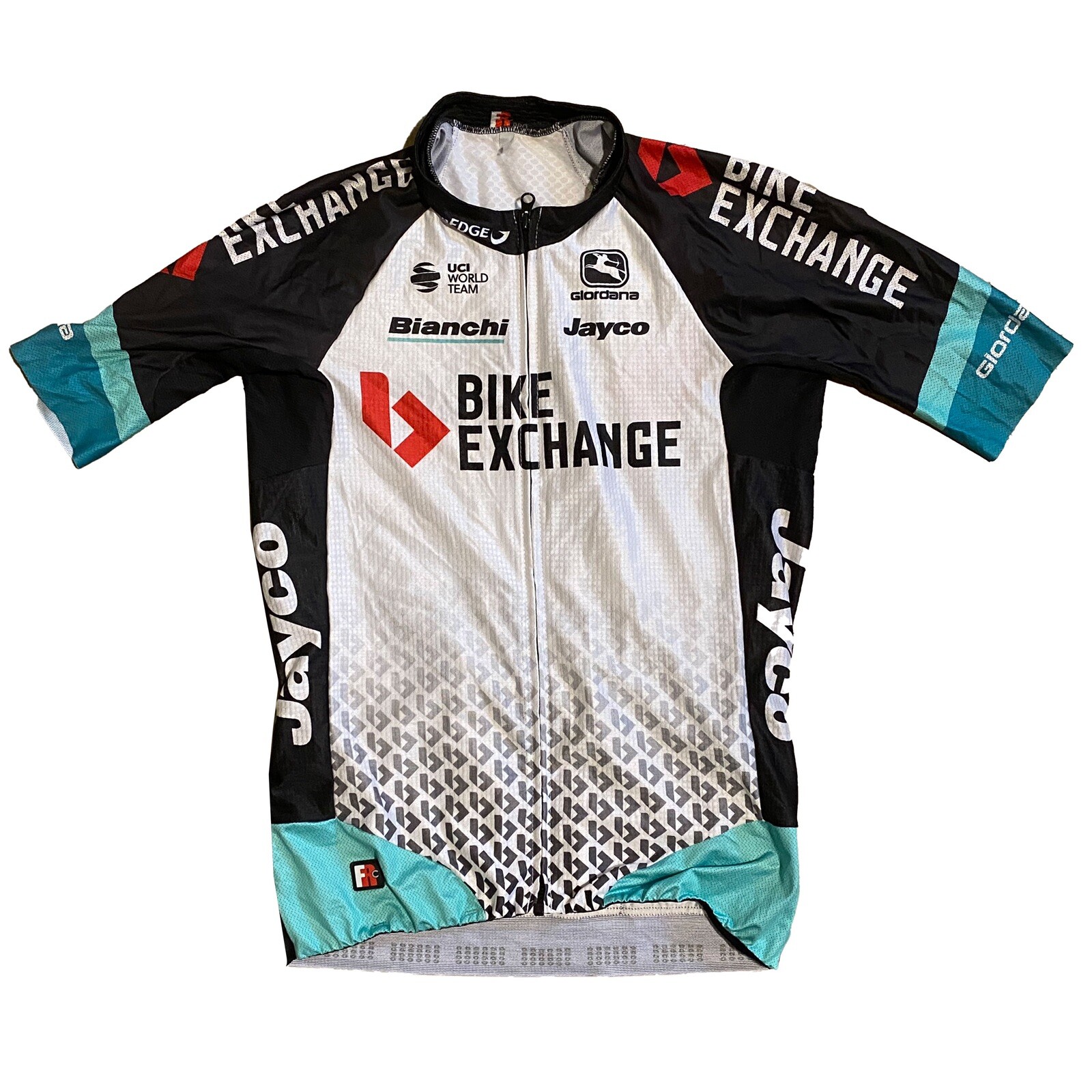 Men’s 2021 Giordana Team Bike Exchange FR-C SS Race Jersey, White, Size S EUC