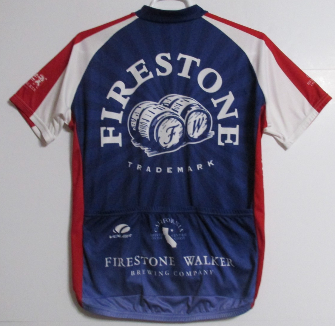Men’s 3/4 Zip Firestone Walker Brewery Cycling Jersey Rear Pockets Size XLARGE