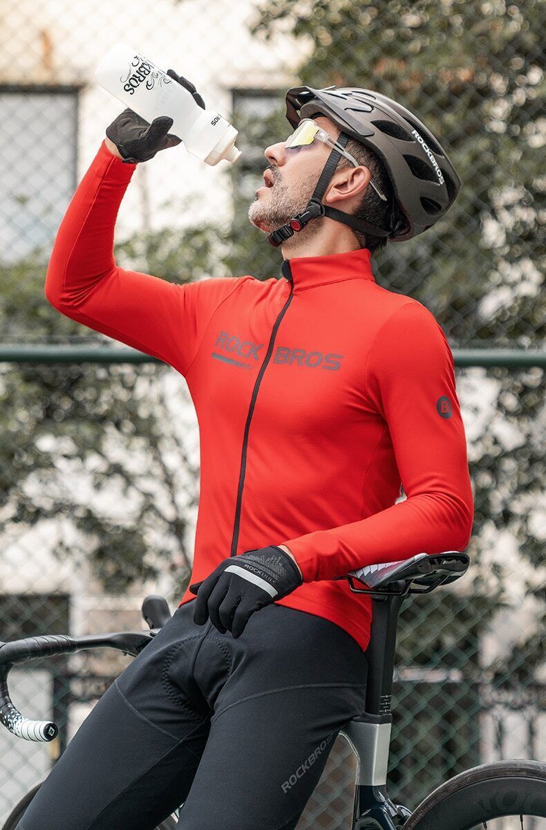 ROCKBROS Winter Fleece Cycling Jacket Suit Bike Jersey Bicycle Thermal Clothing