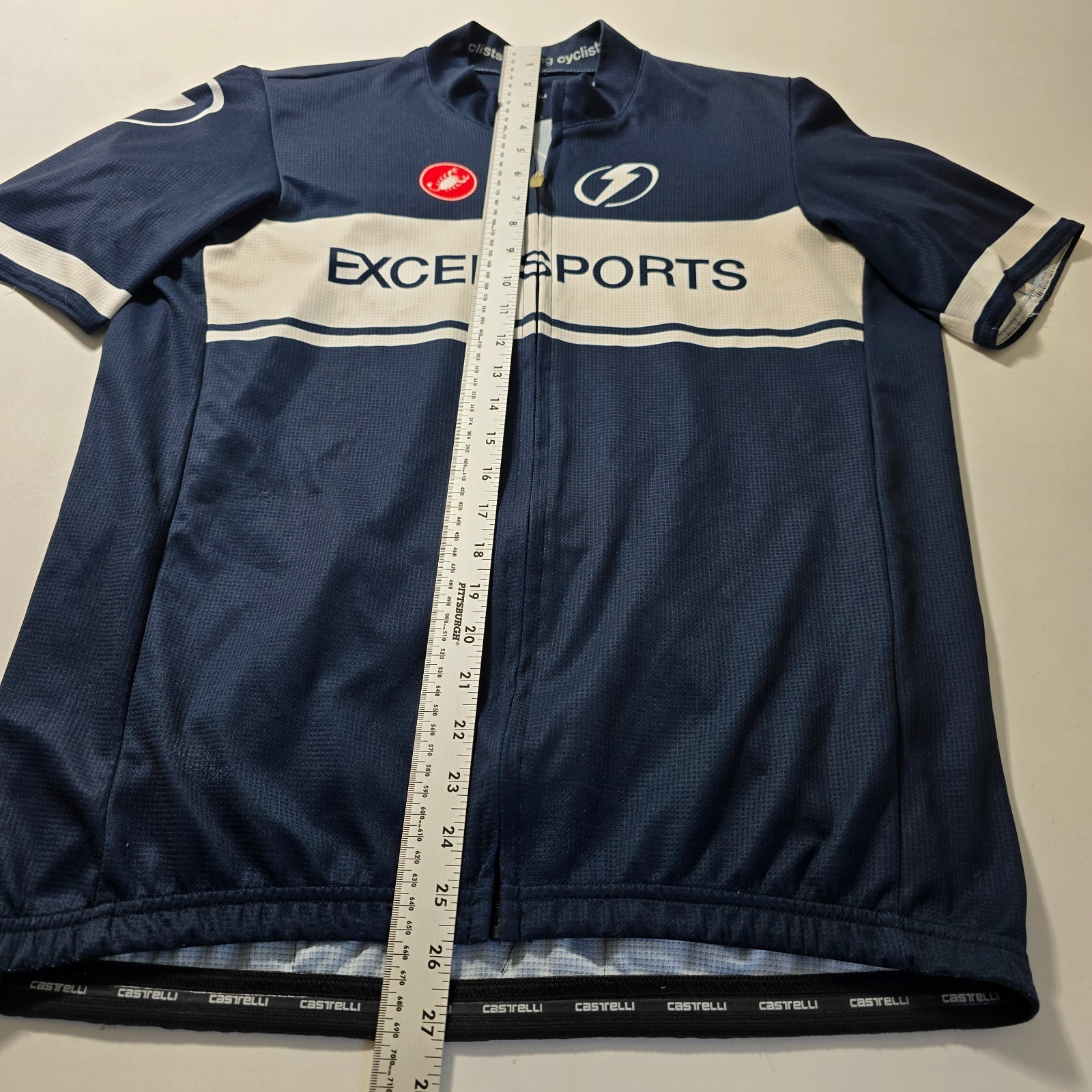 Castelli Cycling Jersey Mens 2XL Blue Excel Sports Graphic Full-Zip Short Sleeve