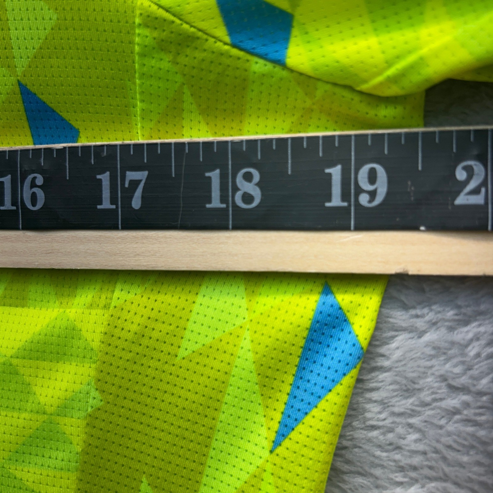 Pactimo Mens Cycling Jersey Medium Neon Yellow Green Geometric Short Sleeve Zip