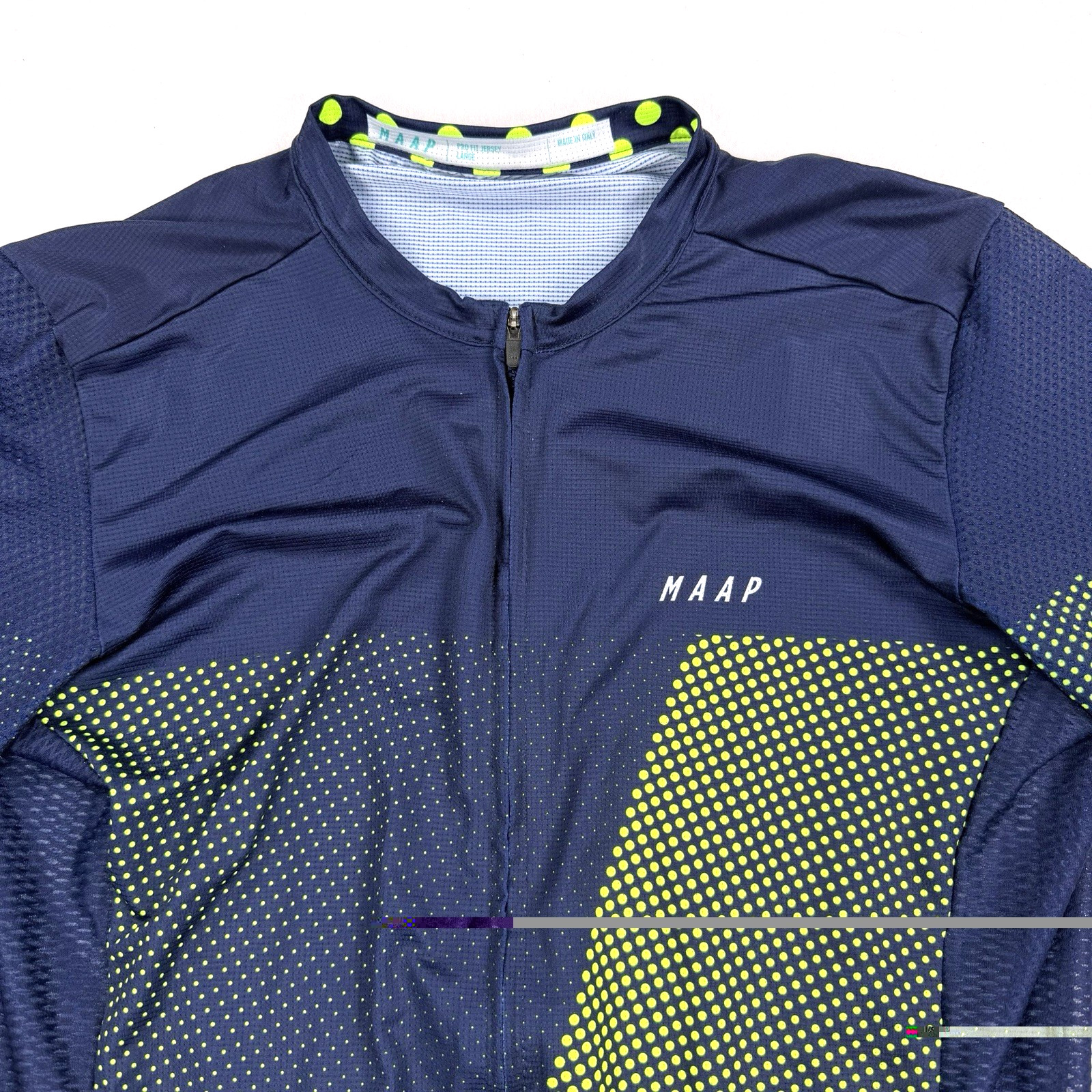 Womens Maap Pro Fit Cycling Jersey Full Zip Navy Blue Green Sz Large Outdoor