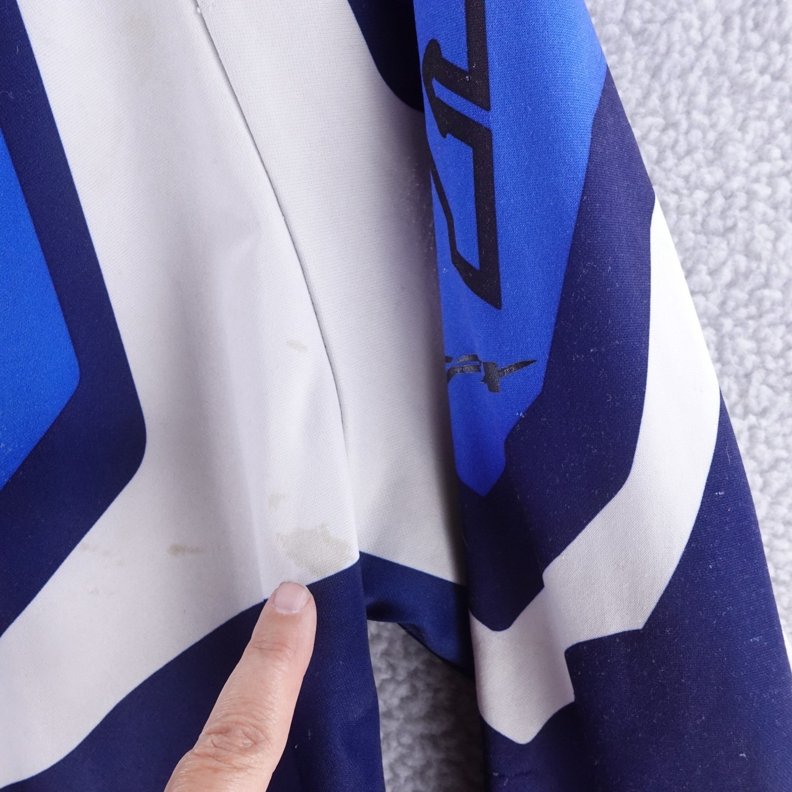 Fox Racing Men XXL SFX Motocross Jersey Blue White Long Sleeve V-Neck Racing Tee