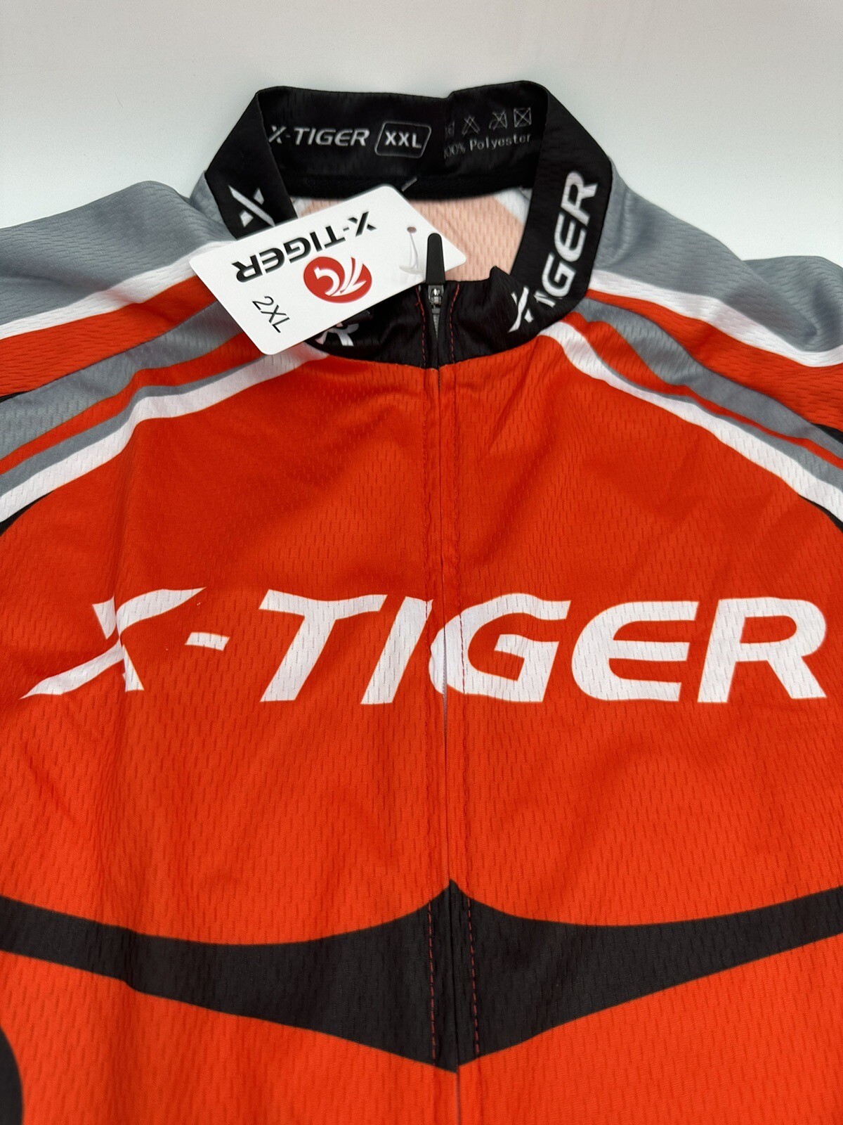X-Tiger Men’s Cycling Jersey Black Size 2XL Short Sleeve Full Zip