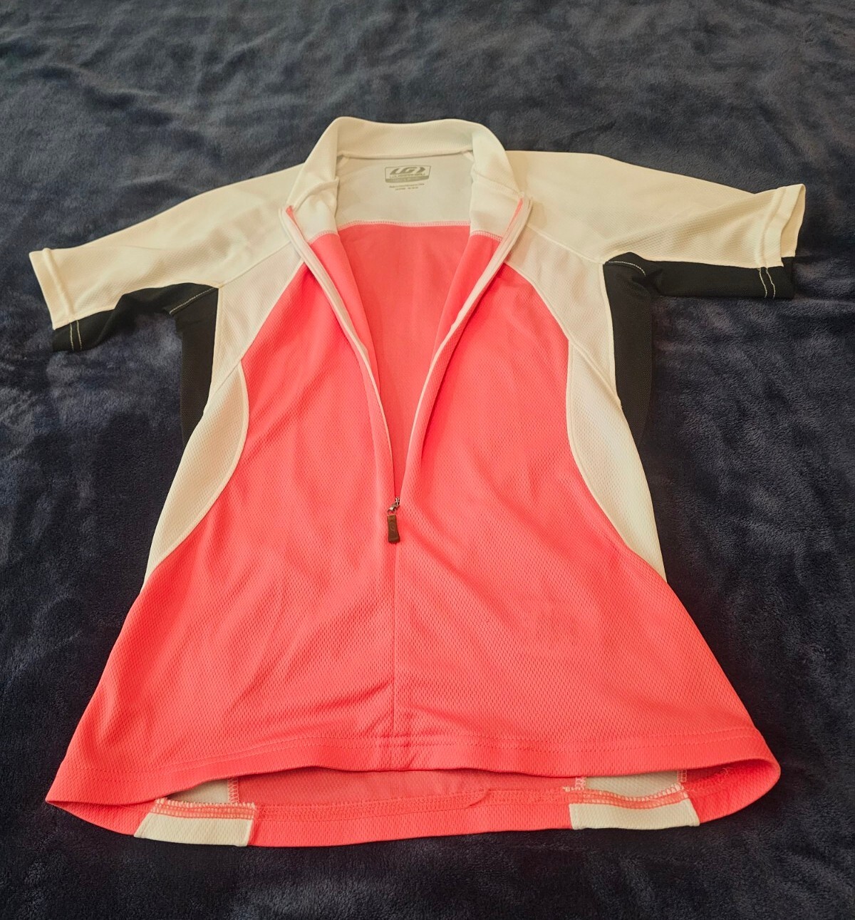 Louis Garneau Women’s Cycling Jersey Pink White Black 3/4 Zip Size Small