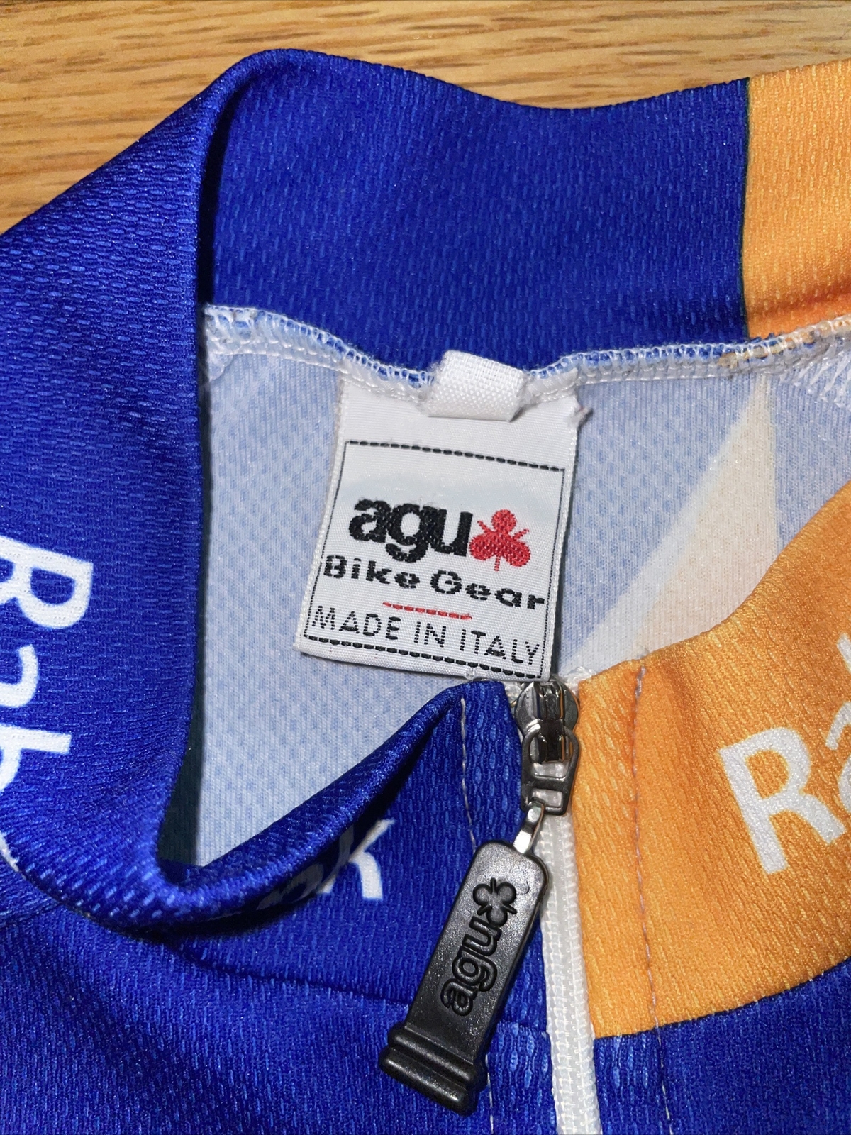 AGU Cycling Bike Orange Blue Athletic Compression Jersey Made In Italy Mens M
