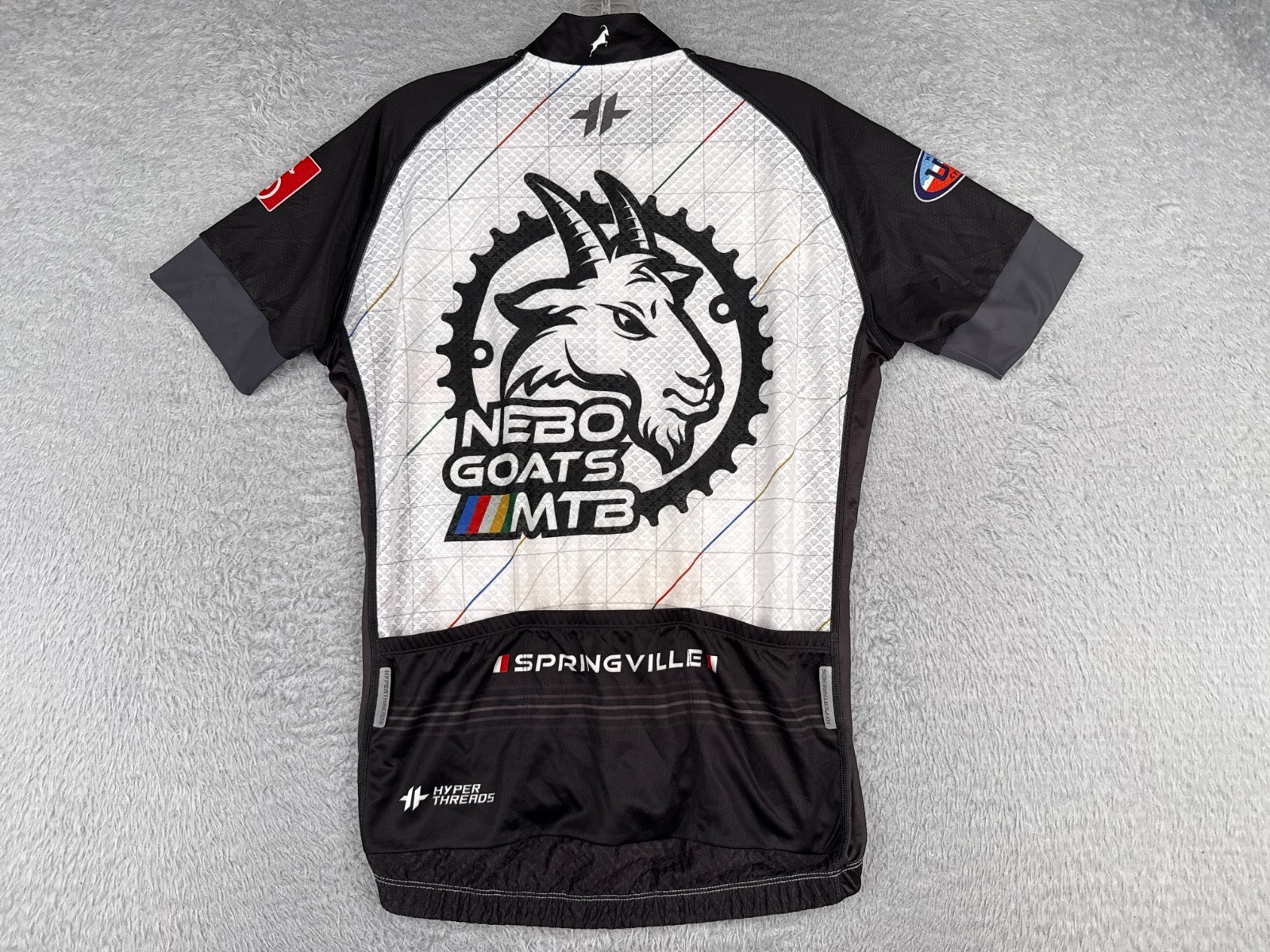 Hyperthreads Cycling Jersey Women Medium White Black NEBO Goats Full Zip Poly