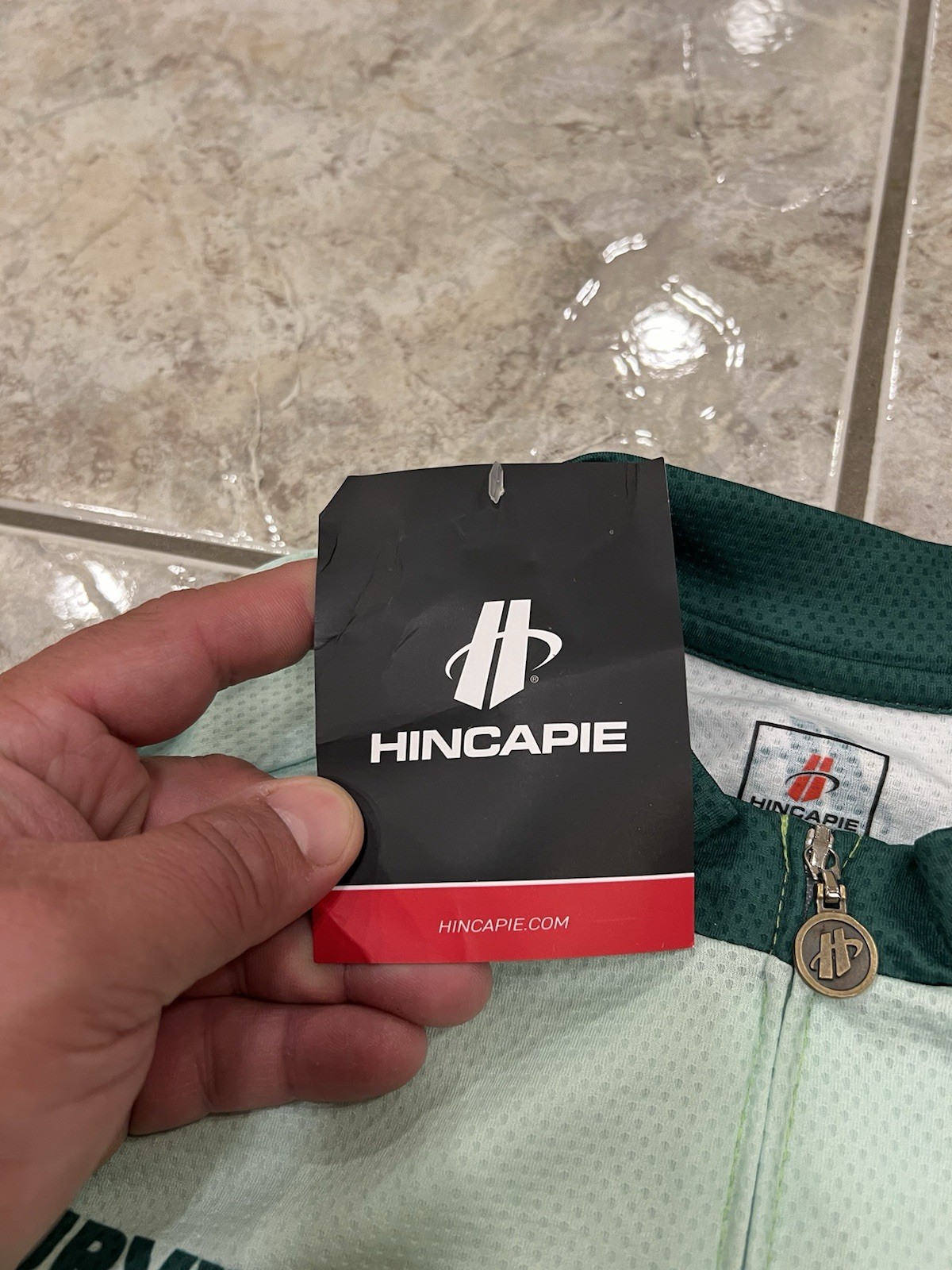 NEW NWT Mens Small HINCAPIE Green Cancer Survivor Full Zip Cycling Jersey