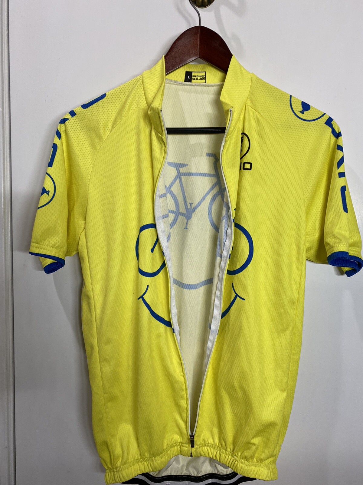 BXIO Cycling Jersey Full Zip 3 Back Pockers Yellow Size L ( Pit.21 Length 24in.)