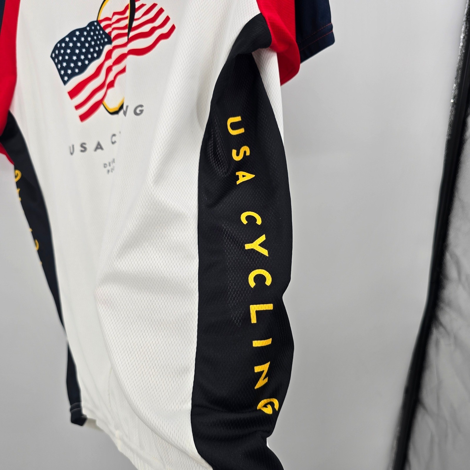 USA Cycling Jersey Mens Development Foundation White Red Blue Bike Large