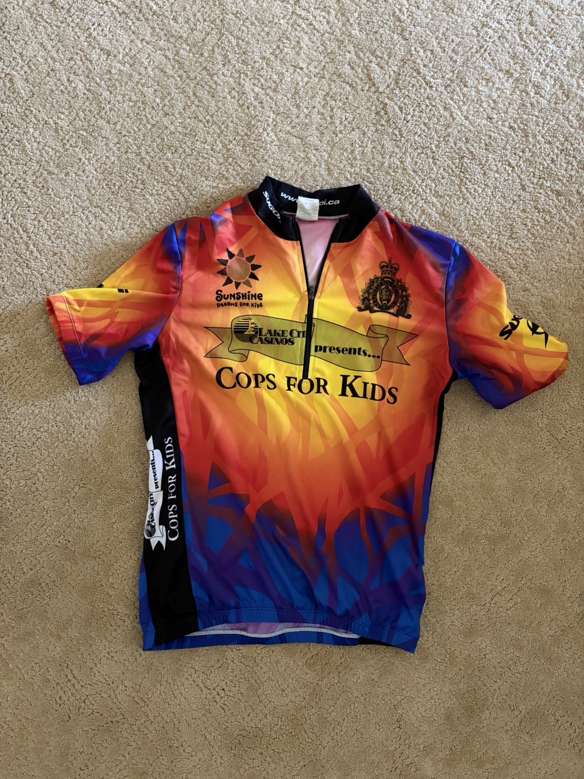 Sugoi Cycling Jersey M Multicolor Geometric Short Sleeve Collared Half Zipper