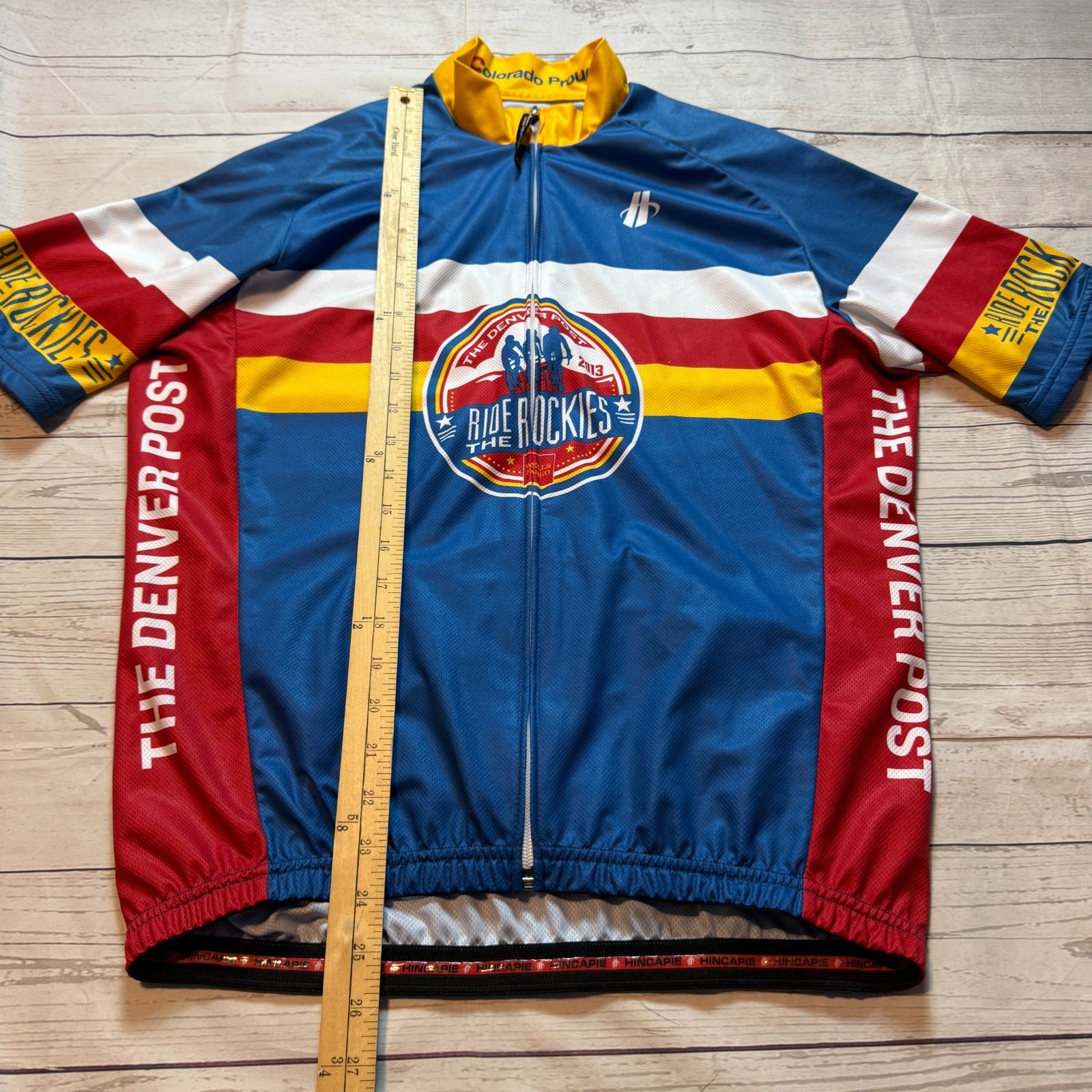 Ride the Rockies Colorado Cycling Jersey Shirt Blue Red by Hincapie Men’s Size L