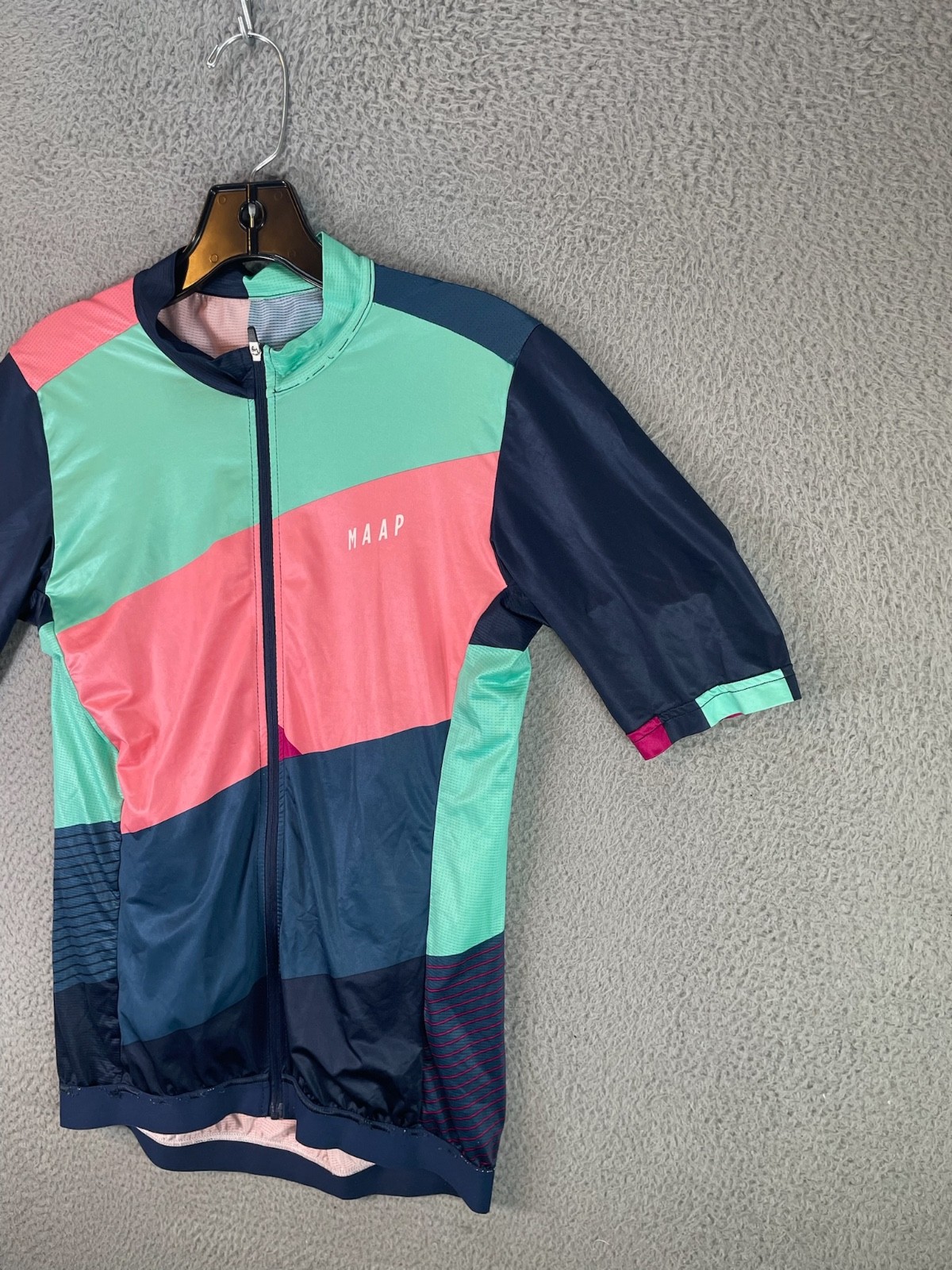 MAAP Cycling Jersey Womens Extra Small Green Colorful Color block Pockets Bikel