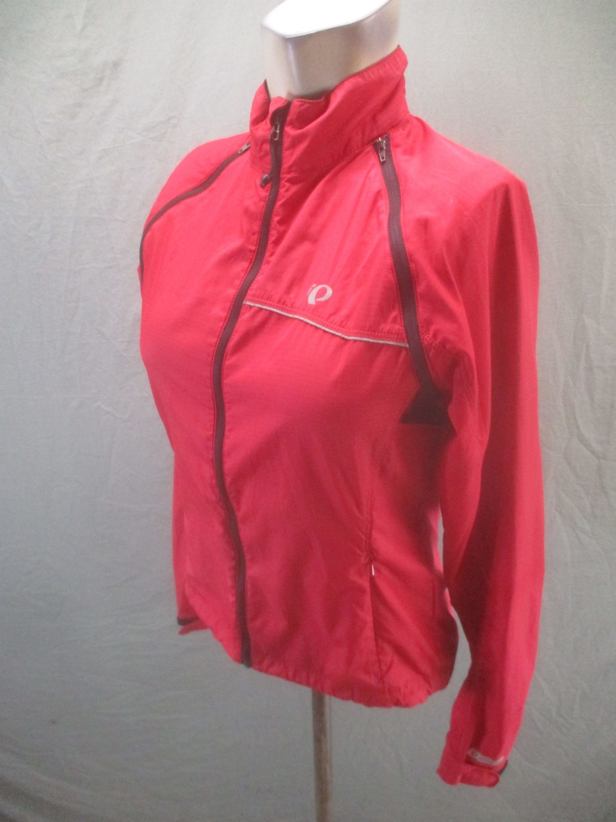 Pearl Izumi Size S Womens Red Cycling Drawcord Hem Windproof Full Zip Jacket 106