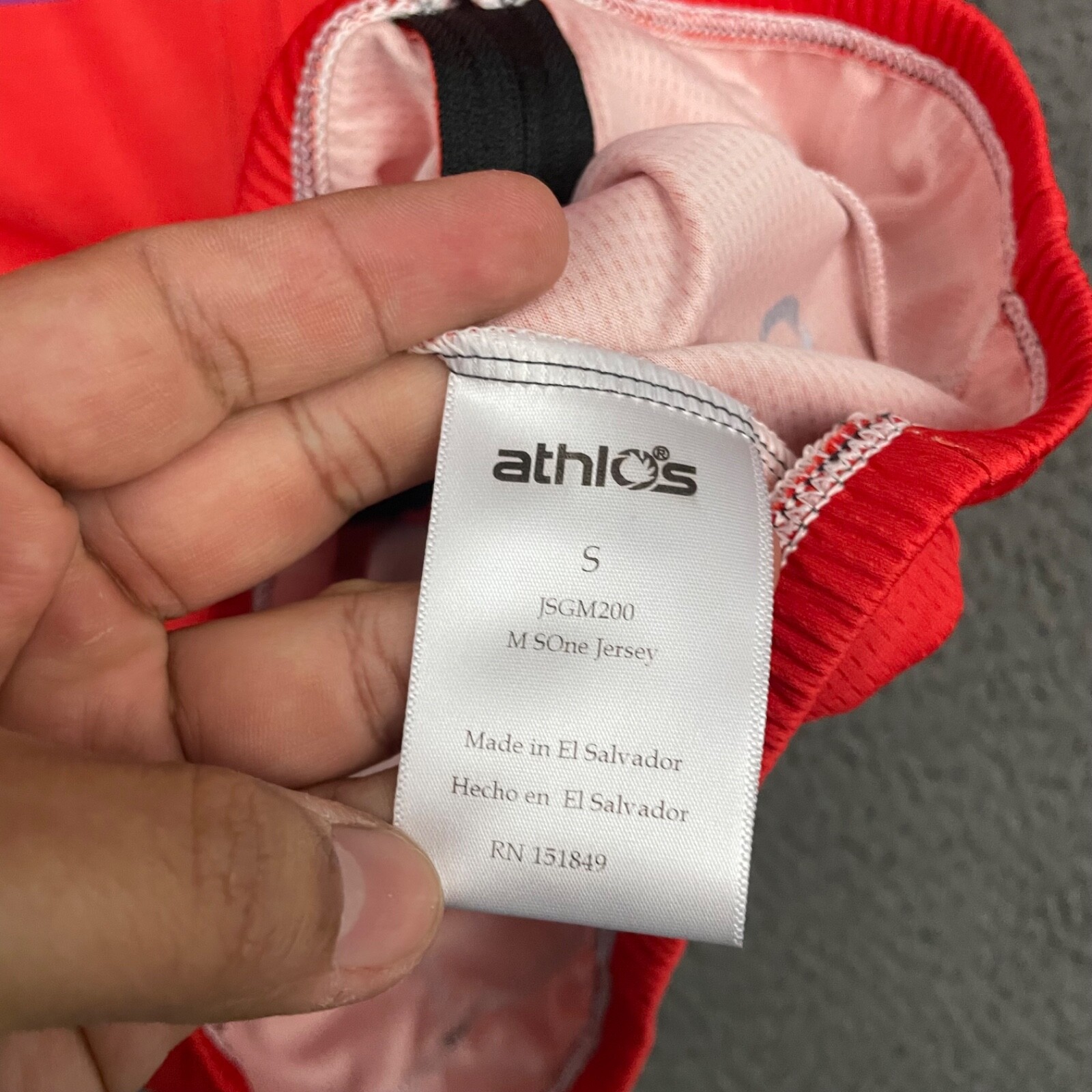 Athlos Cycling Jersey Mens Small Red Full Zip Pockets Logo Bike Activewear Dad