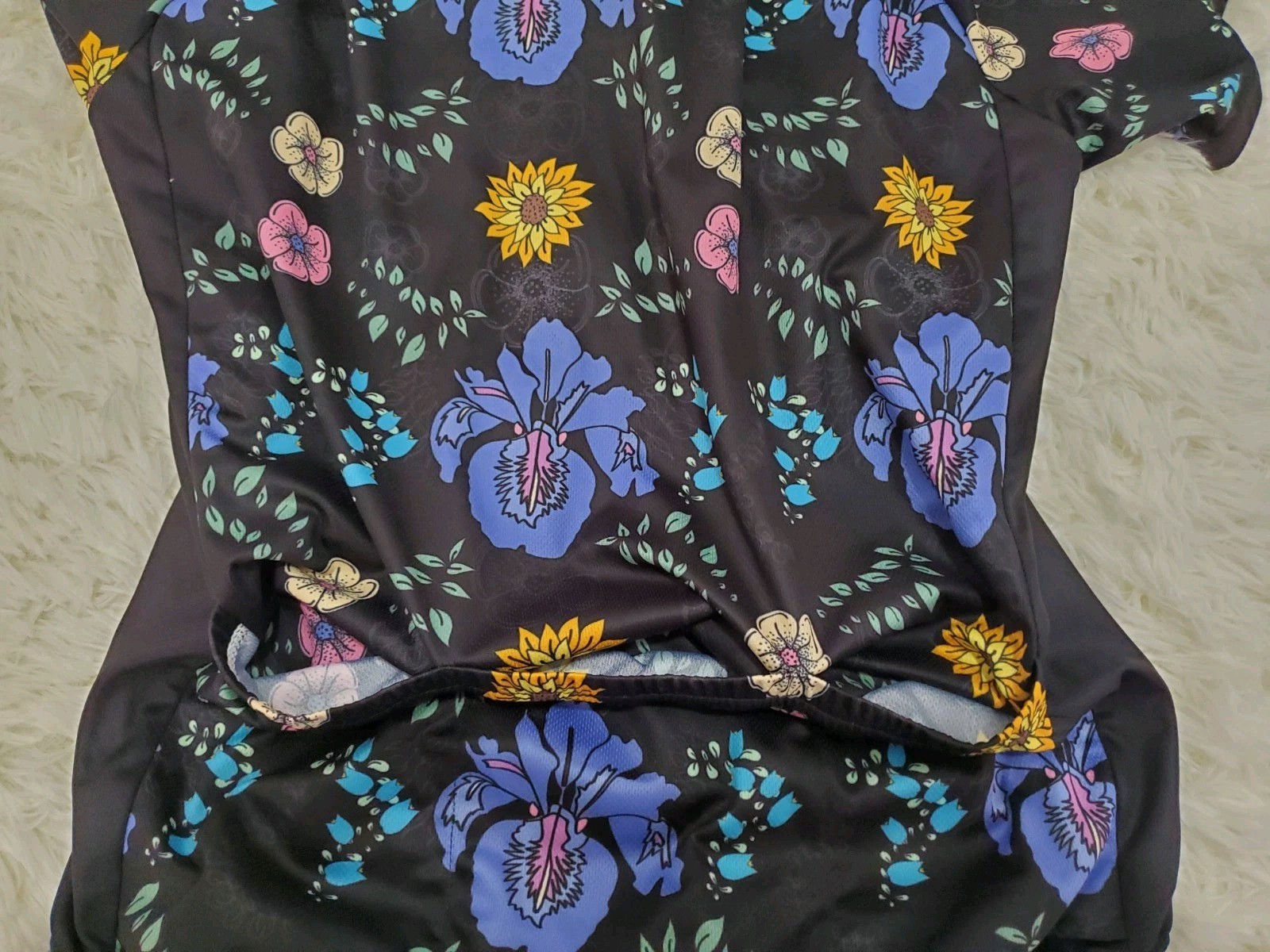 Primal Cycling Jerse Floral Flower Power W/ Back Pockets Mens Med 3/4 Zip **READ